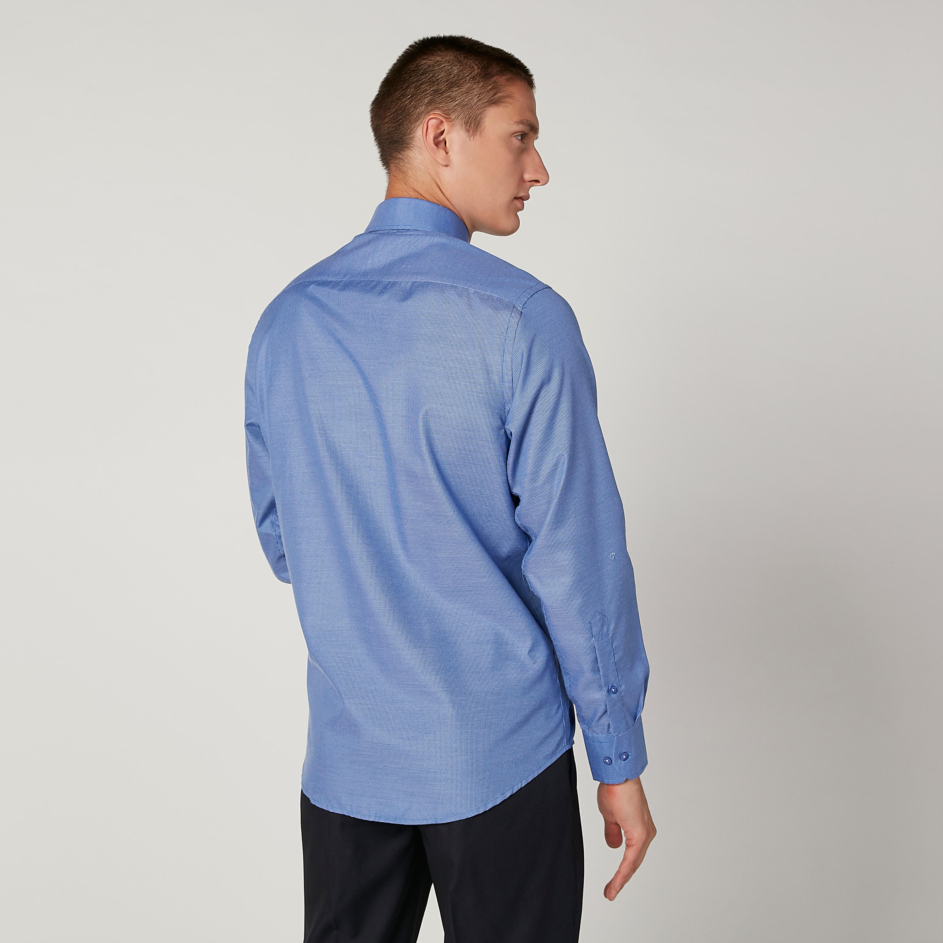 Easy Iron Checked Shirt with Spread Collar and Long Sleeves-men-clothing-shirts-image-4
