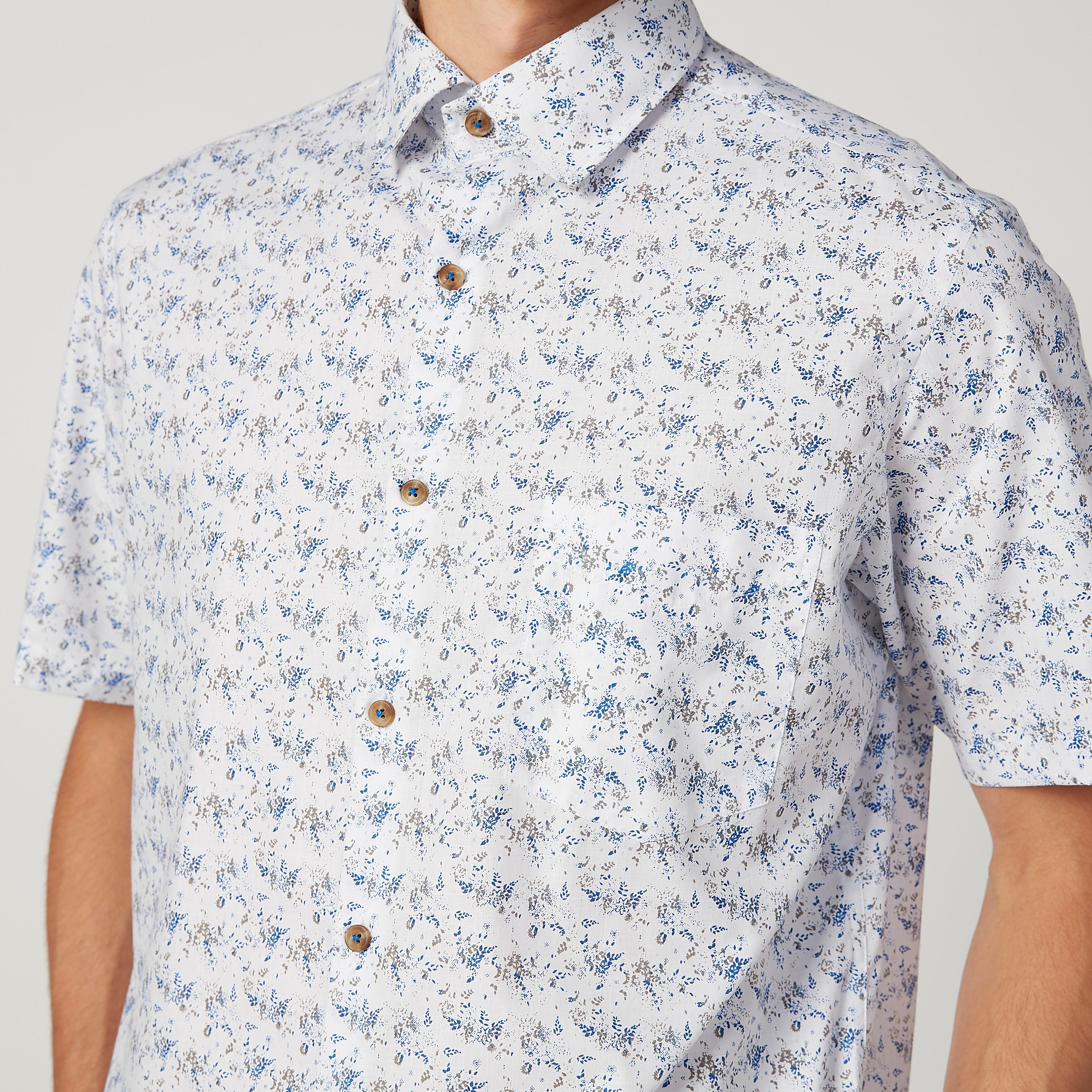 Printed Shirt with Short Sleeves and Spread Collar-men-clothing-shirts-image-3