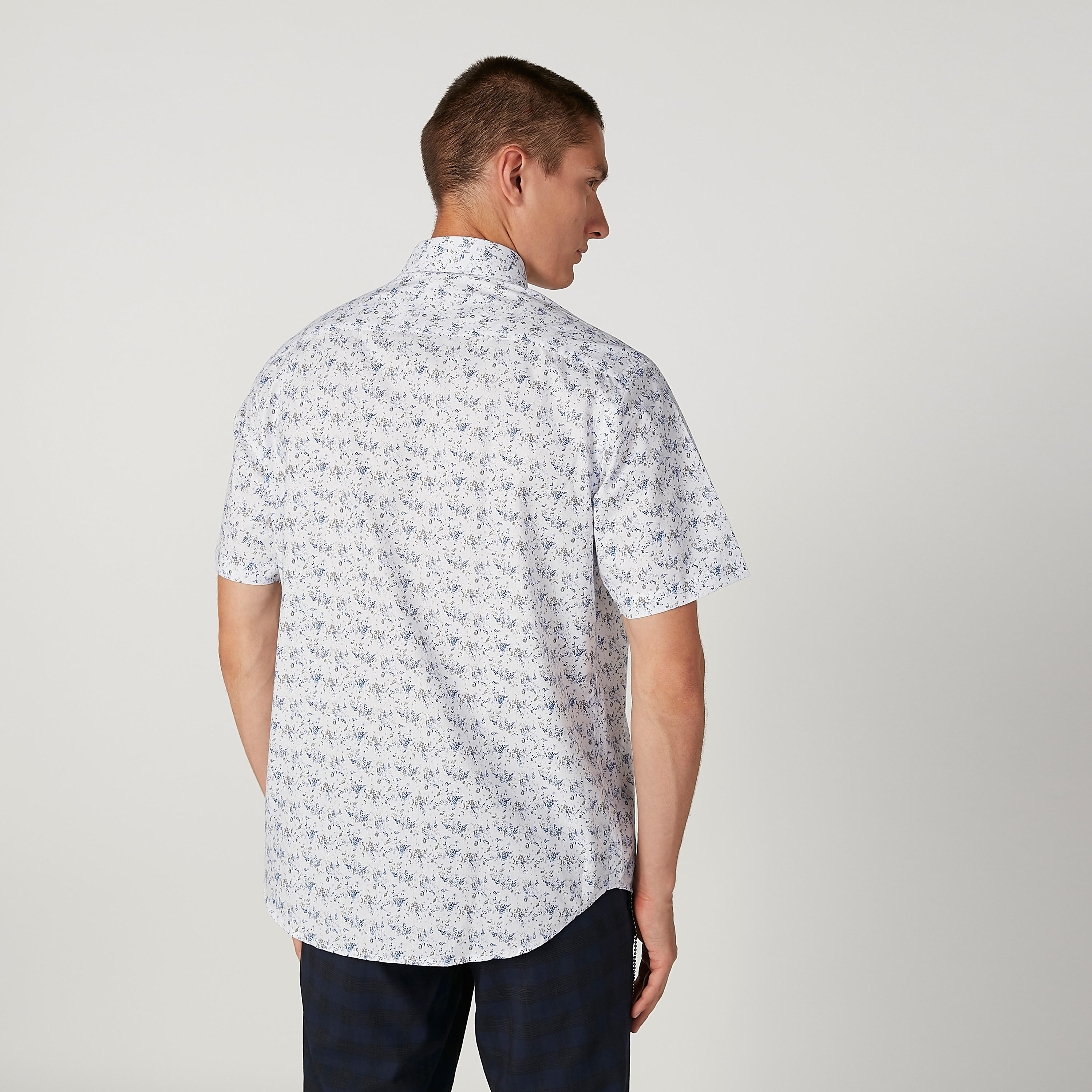 Printed Shirt with Short Sleeves and Spread Collar-men-clothing-shirts-image-4