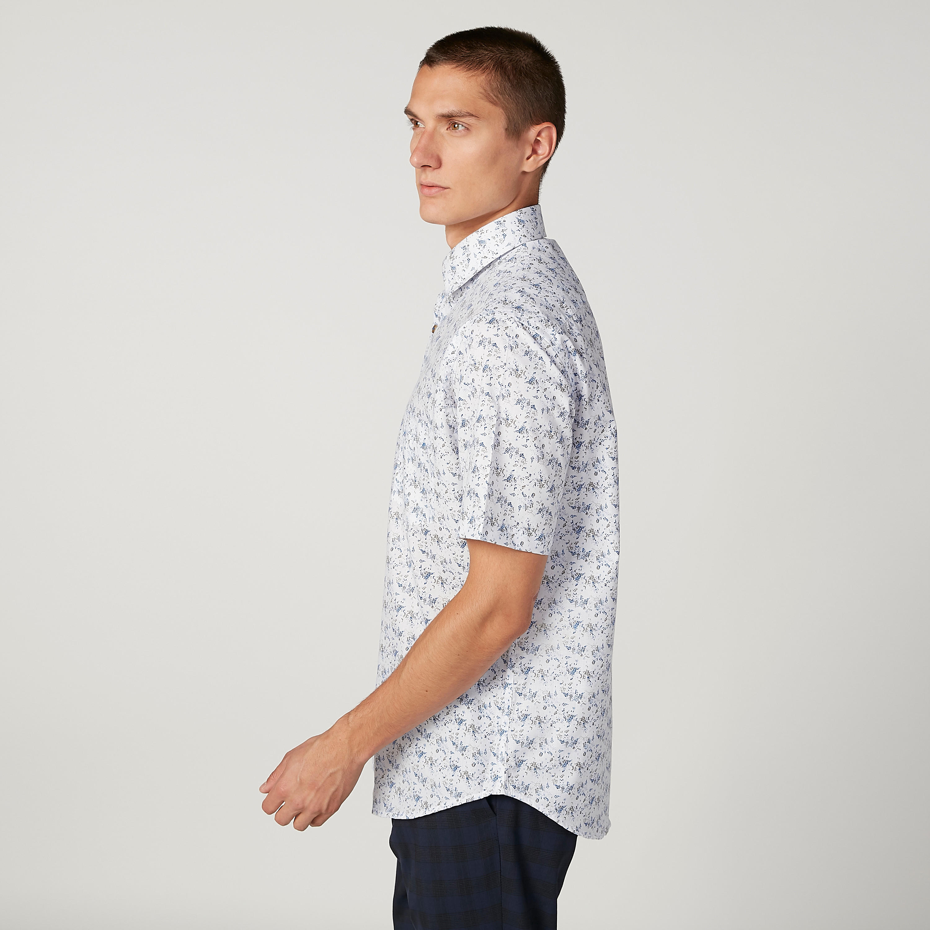 Printed Shirt with Short Sleeves and Spread Collar-men-clothing-shirts-image-5