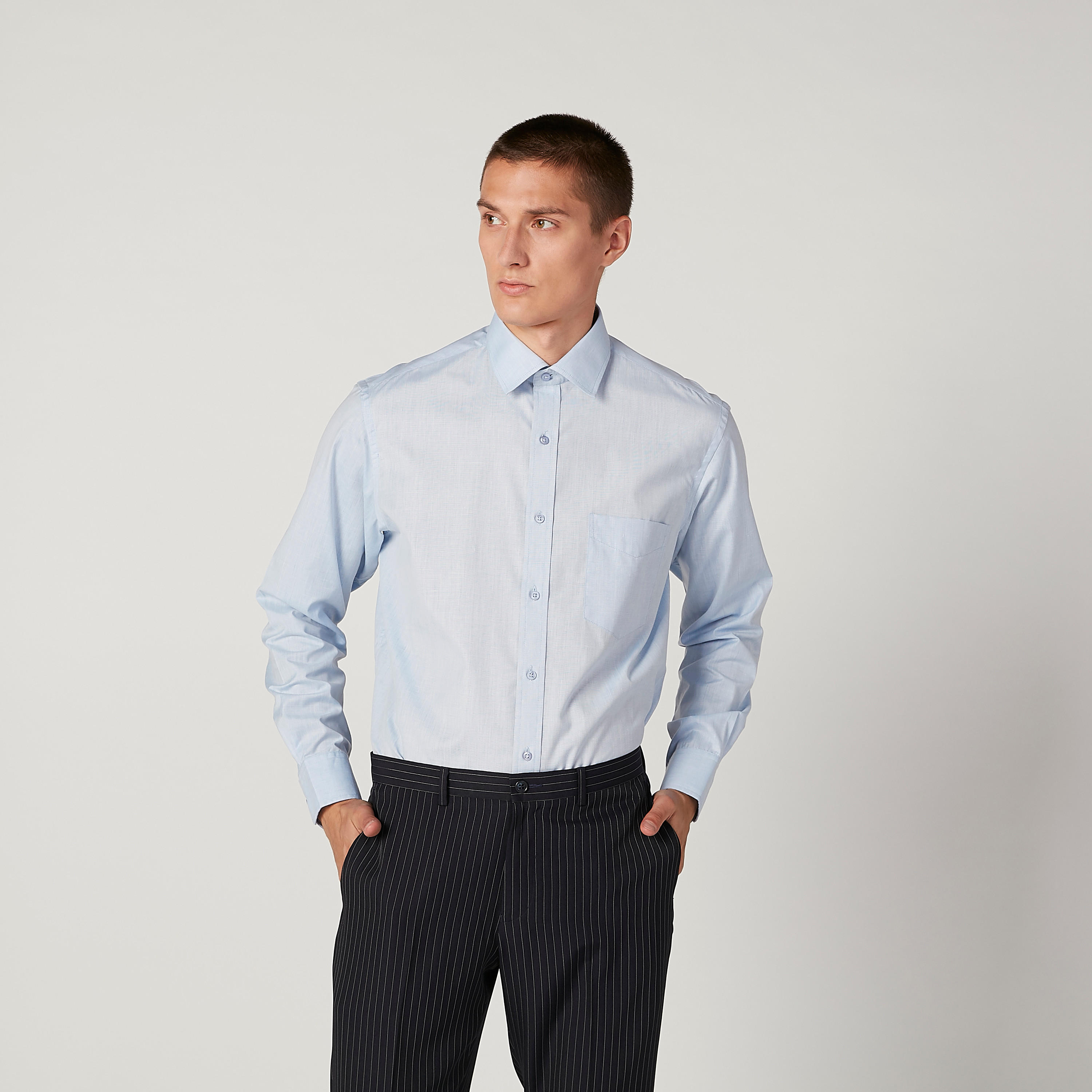 Easy Iron Solid Formal Shirt with Spread Collar and Long Sleeves-men-clothing-shirts-image-1