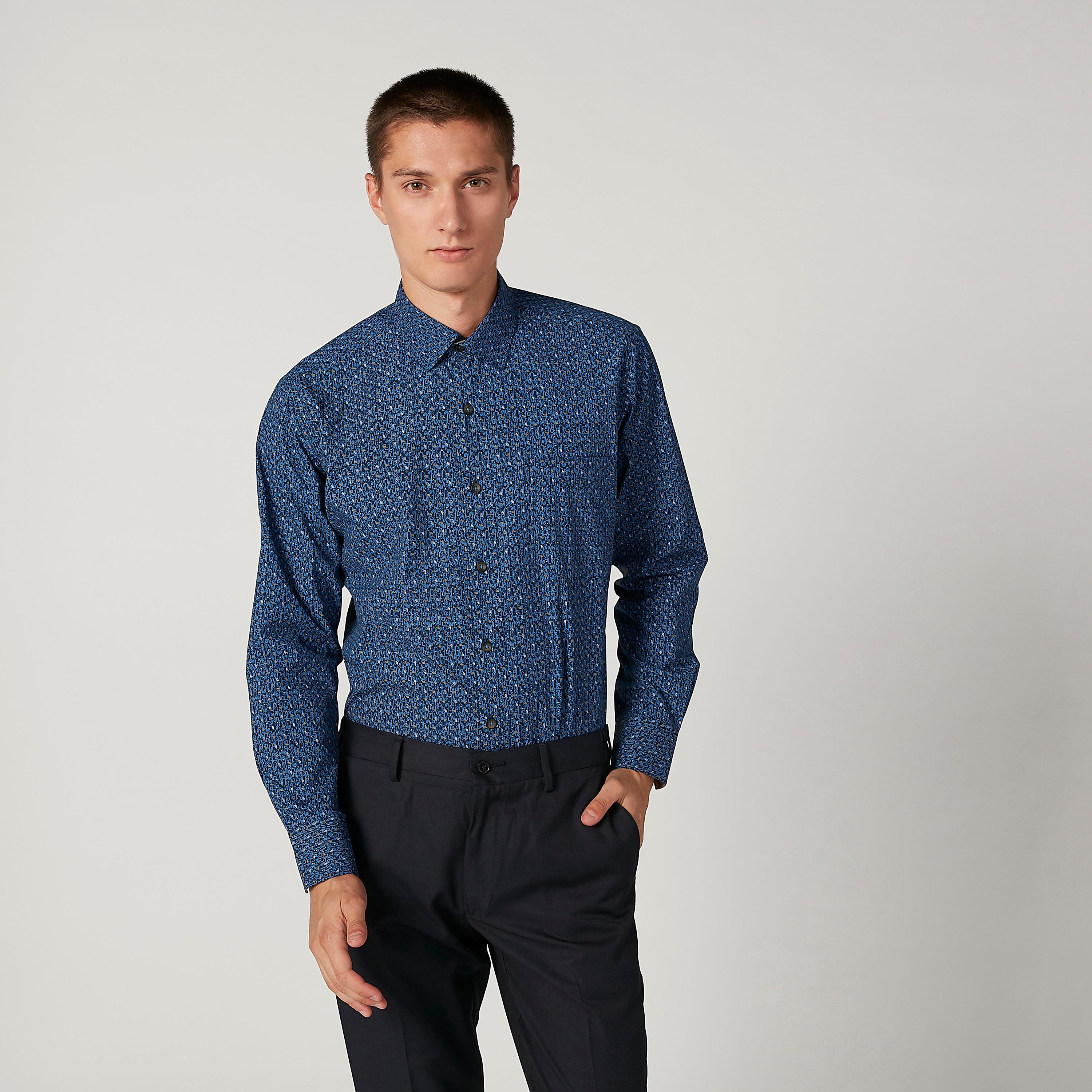 Easy Iron Printed Shirt with Long Sleeves and Spread Collar-men-clothing-shirts-image-1
