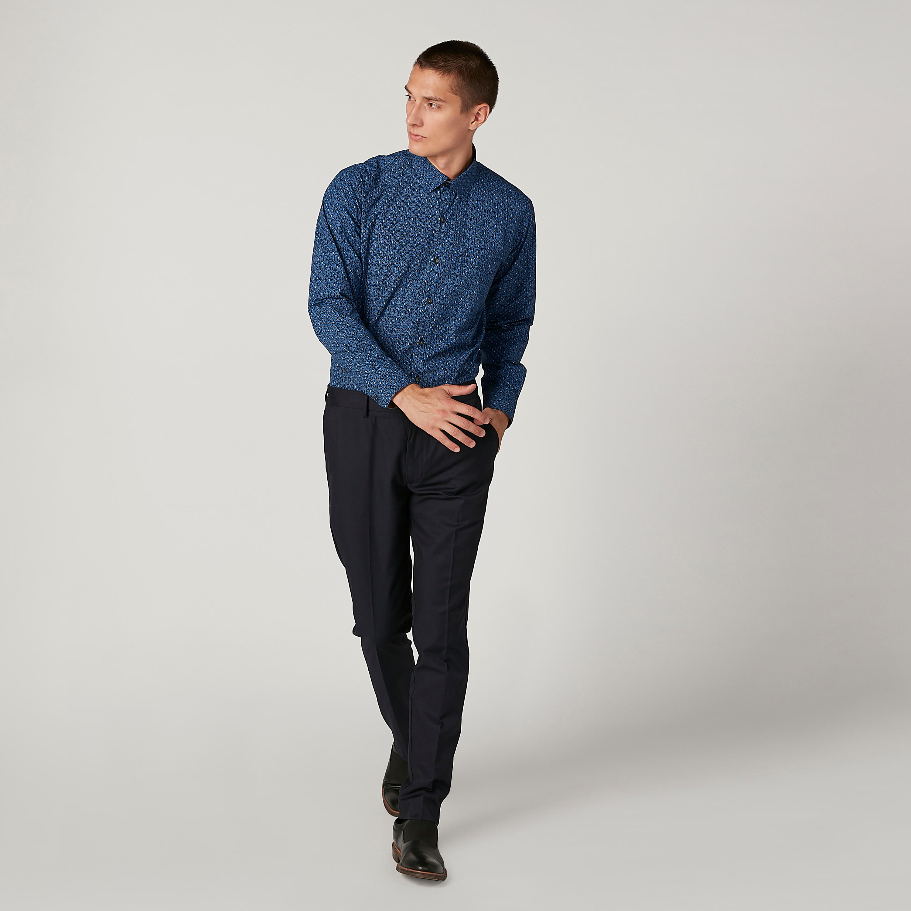 Easy Iron Printed Shirt with Long Sleeves and Spread Collar-men-clothing-shirts-image-2