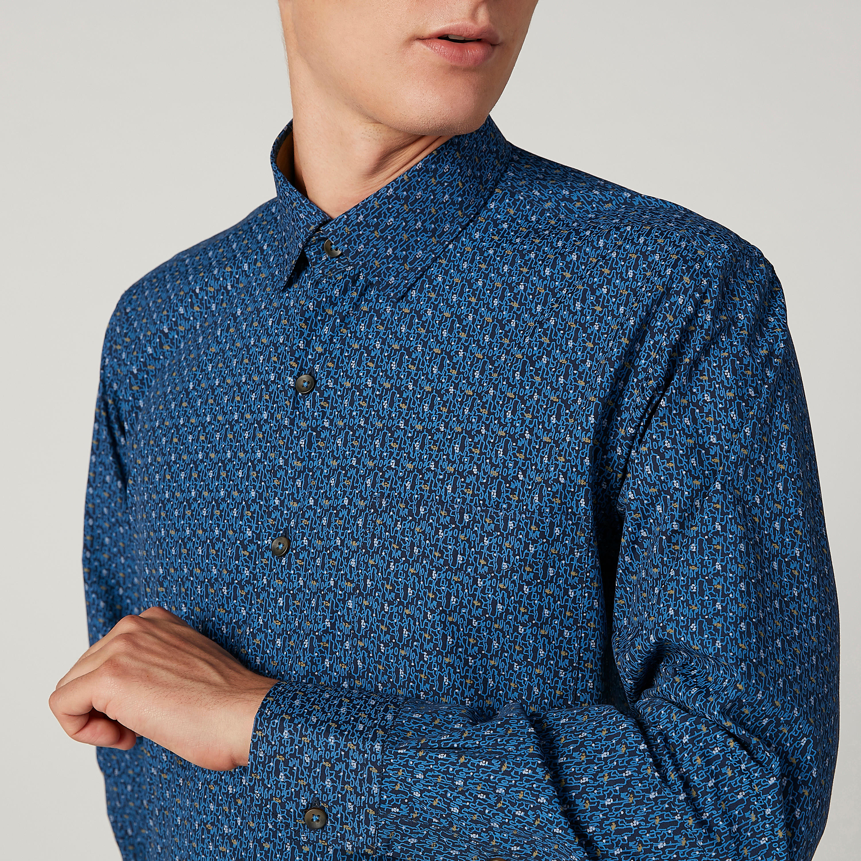 Easy Iron Printed Shirt with Long Sleeves and Spread Collar-men-clothing-shirts-image-3