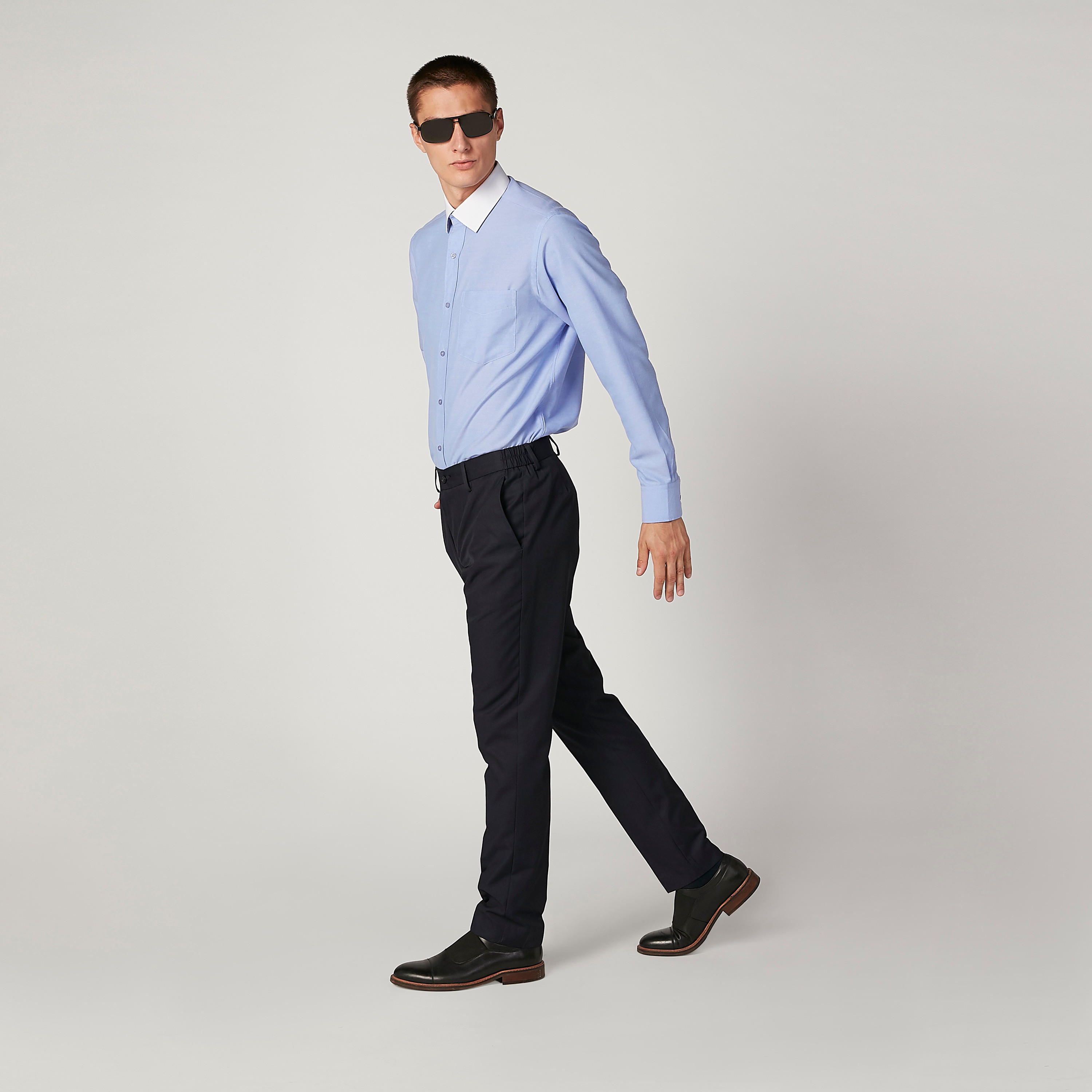 Easy Iron Solid Shirt with Long Sleeves and Chest Pocket-men-clothing-shirts-image-2