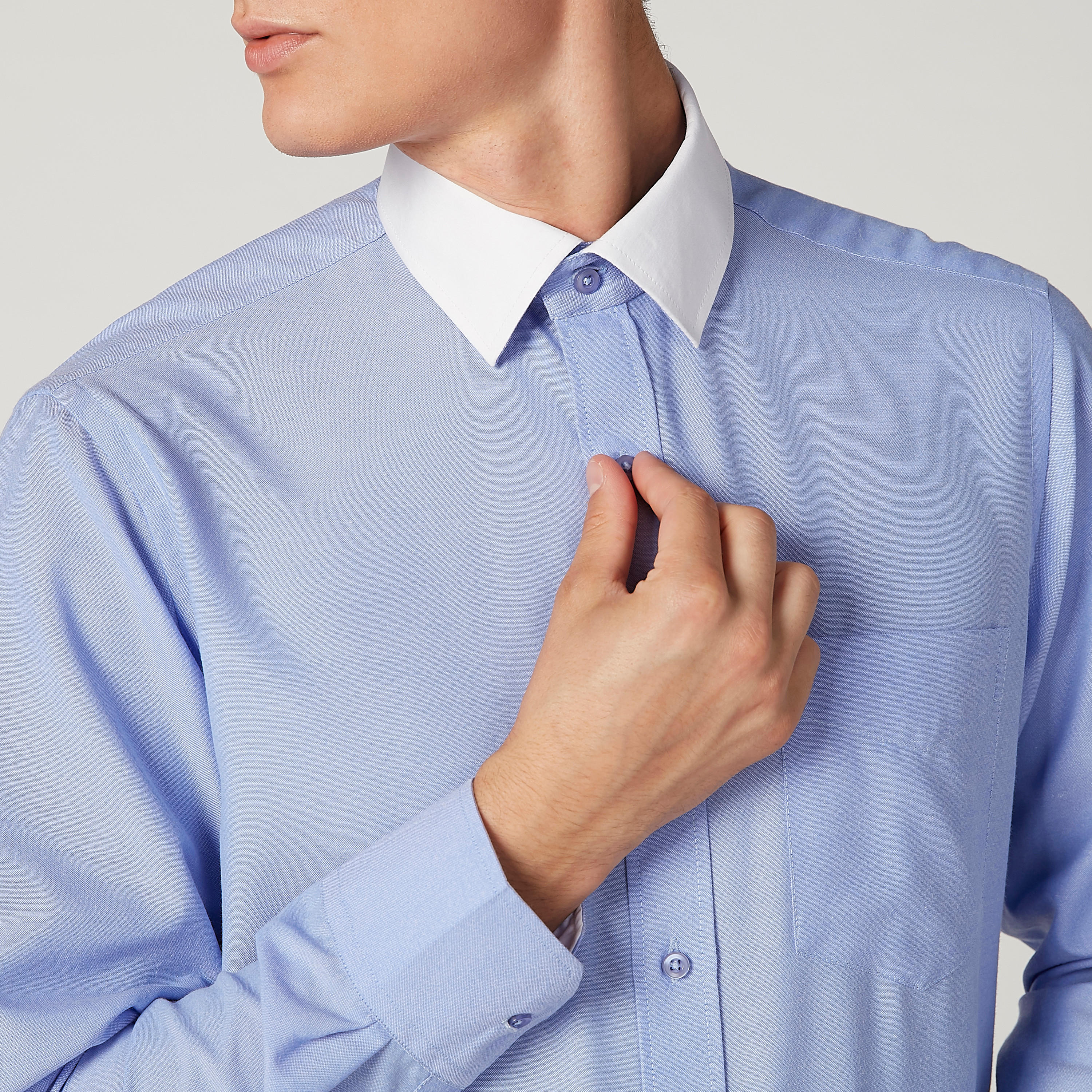 Easy Iron Solid Shirt with Long Sleeves and Chest Pocket-men-clothing-shirts-image-3