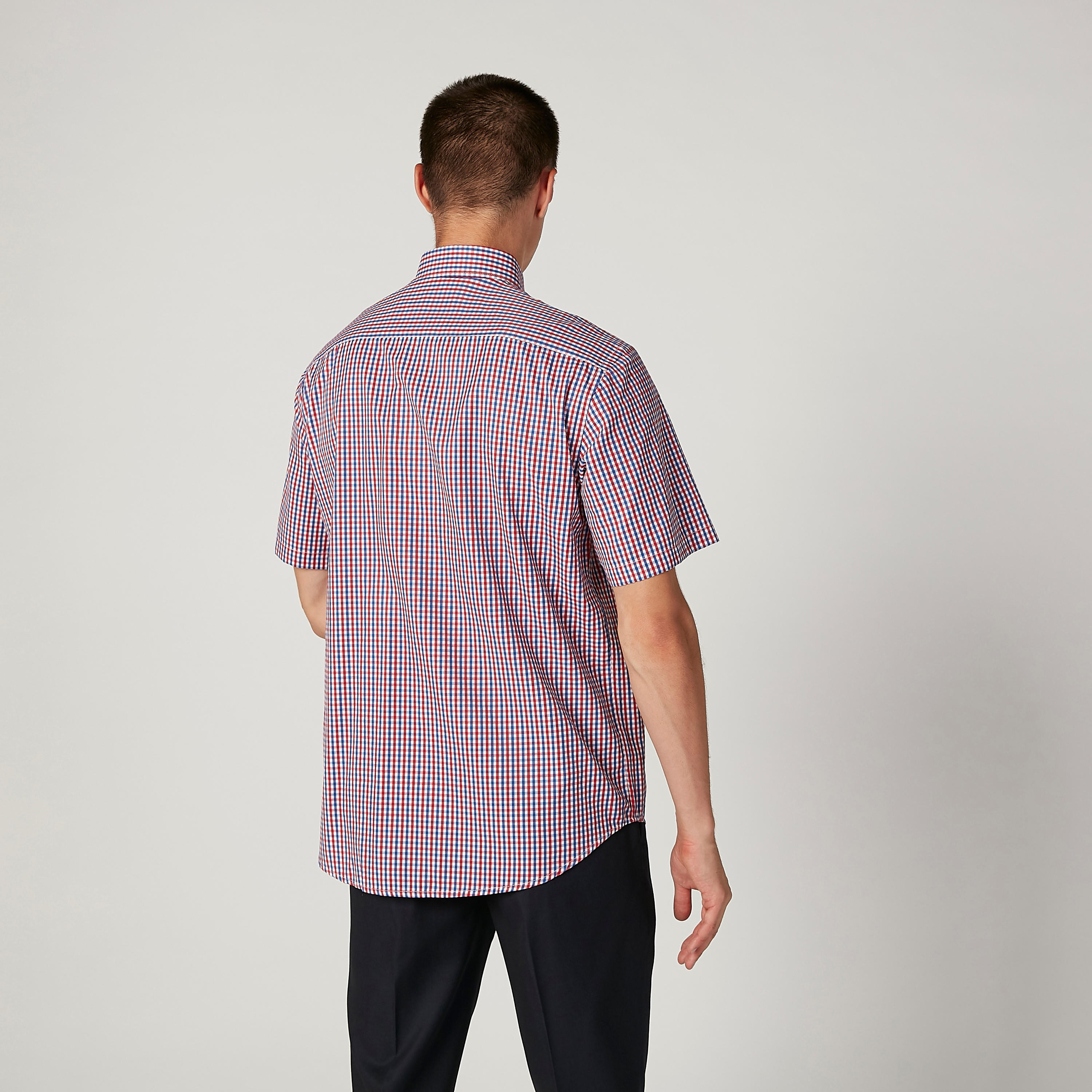 قميص مربعات سهل الكي بياقة عادية وأكمام قصيرة-men-clothing-shirts-image-4