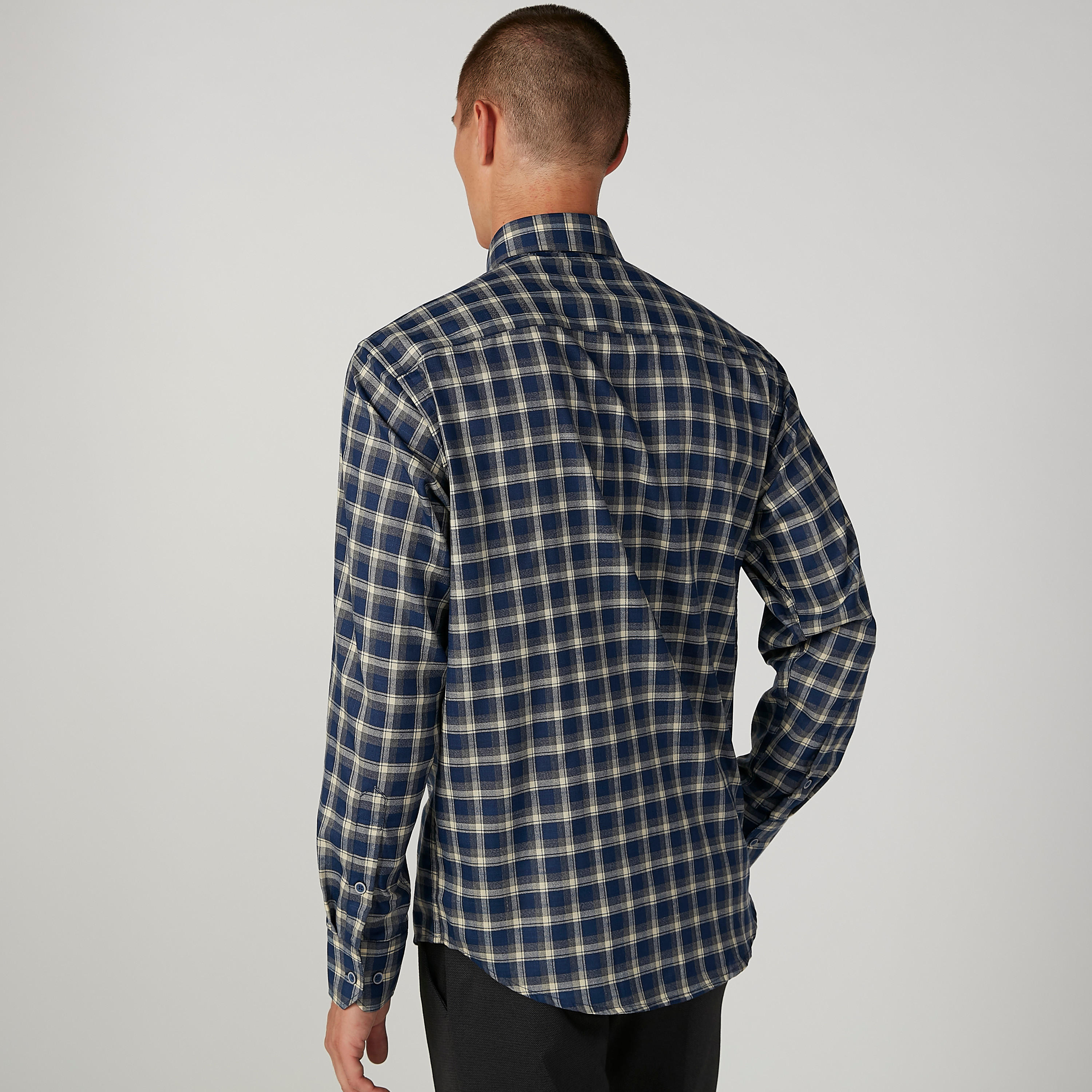 قميص مربعات سهل الكي بياقة عادية وأكمام طويلة-men-clothing-shirts-image-3