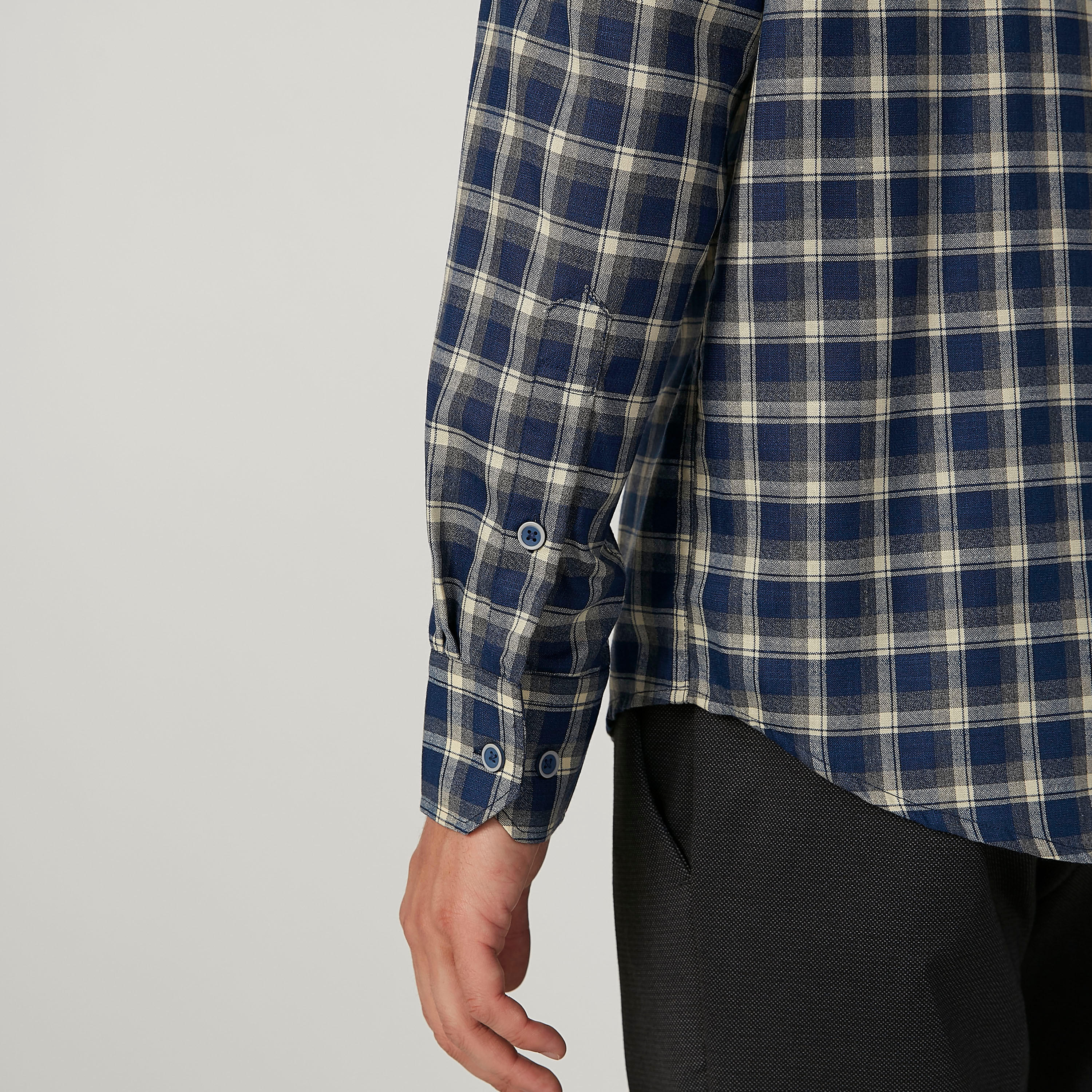 قميص مربعات سهل الكي بياقة عادية وأكمام طويلة-men-clothing-shirts-image-4