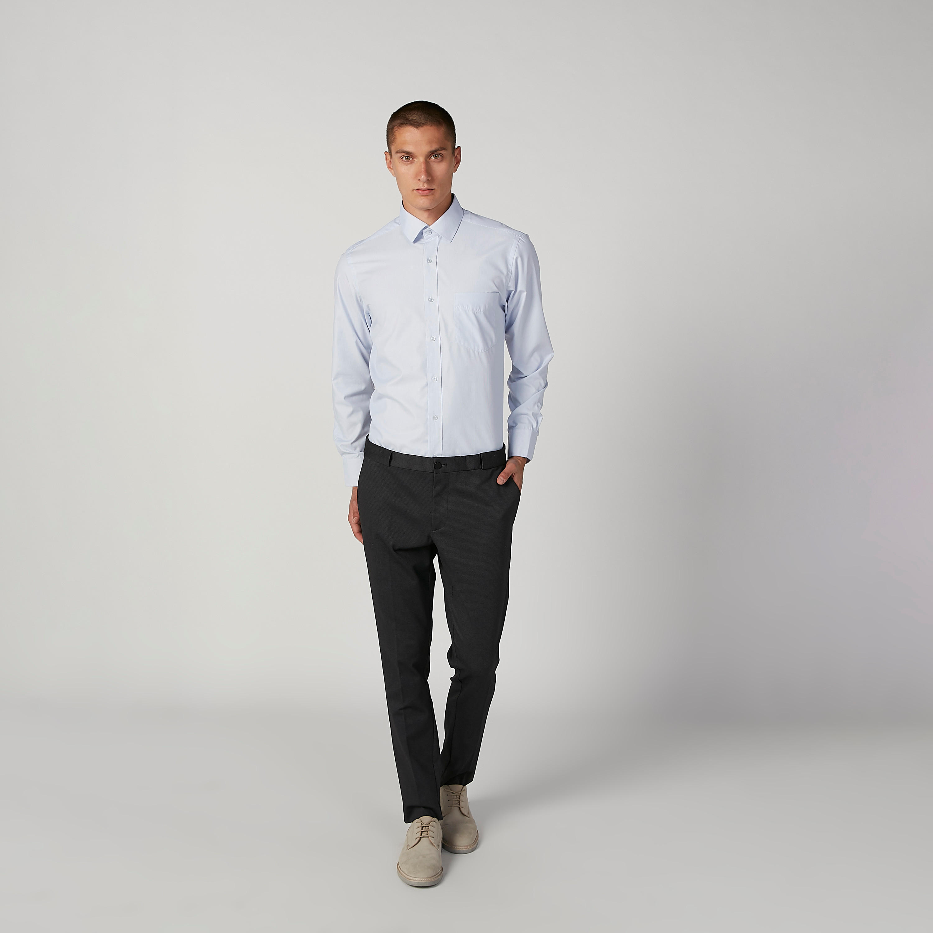 Easy Iron Solid Shirt with Spread Collar and Long Sleeves-men-clothing-shirts-image-2