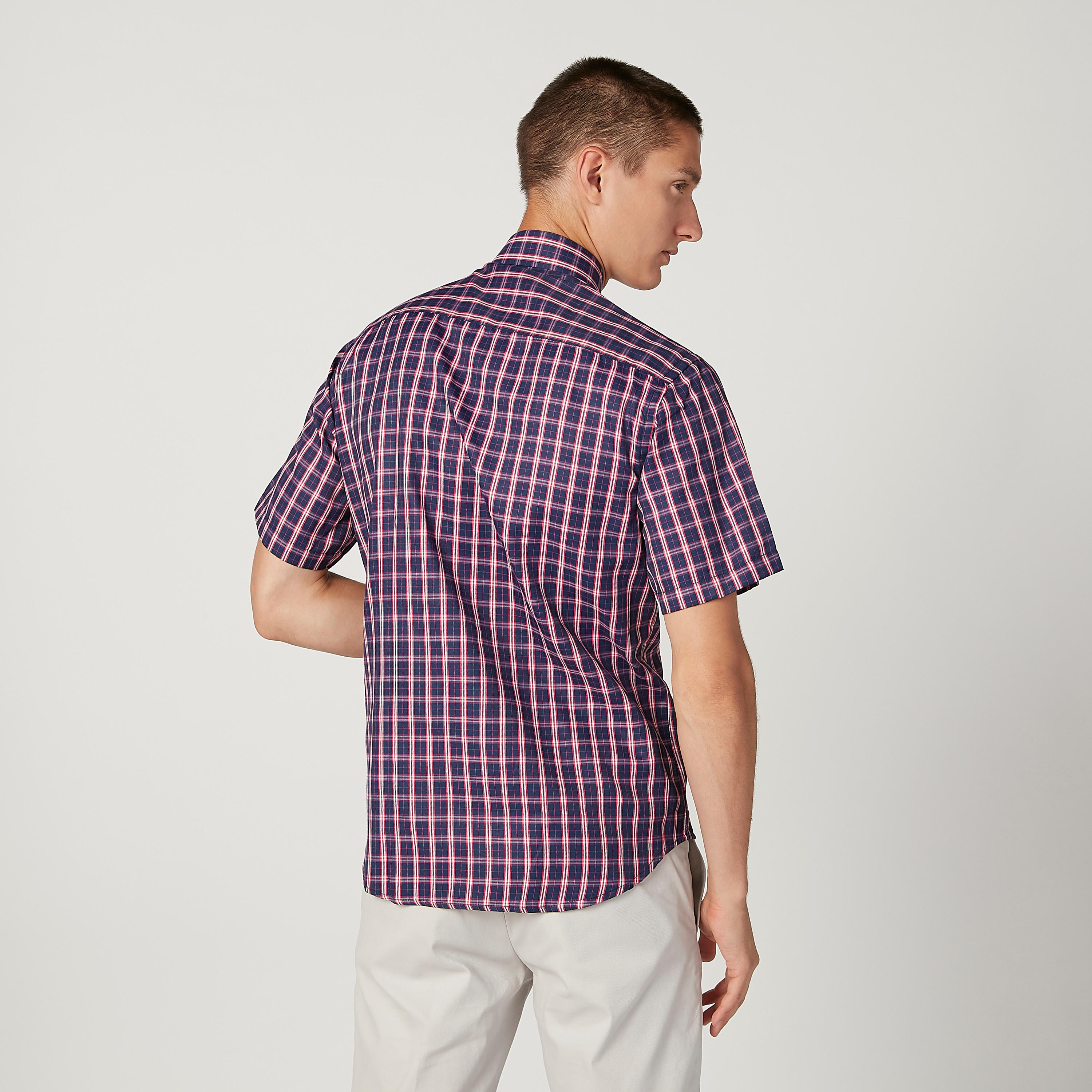 قميص مربعات سهل الكي بياقة عادية وأكمام قصيرة-men-clothing-shirts-image-2