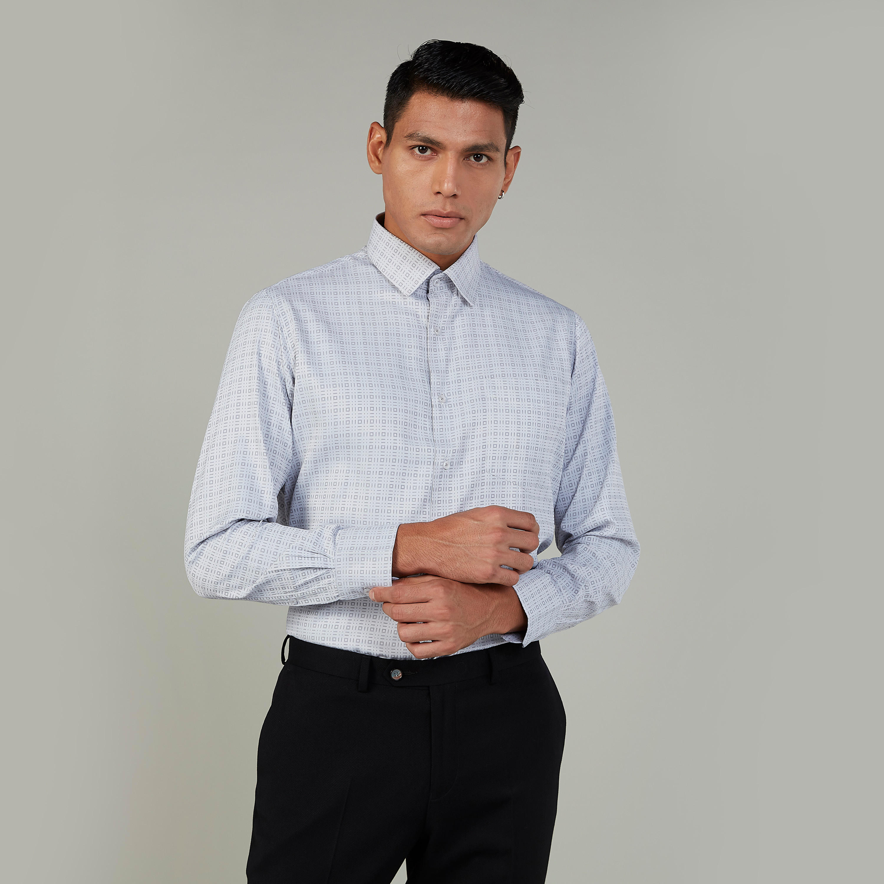 Printed Shirt with Long Sleeves and Spread Collar-men-clothing-shirts-image-1