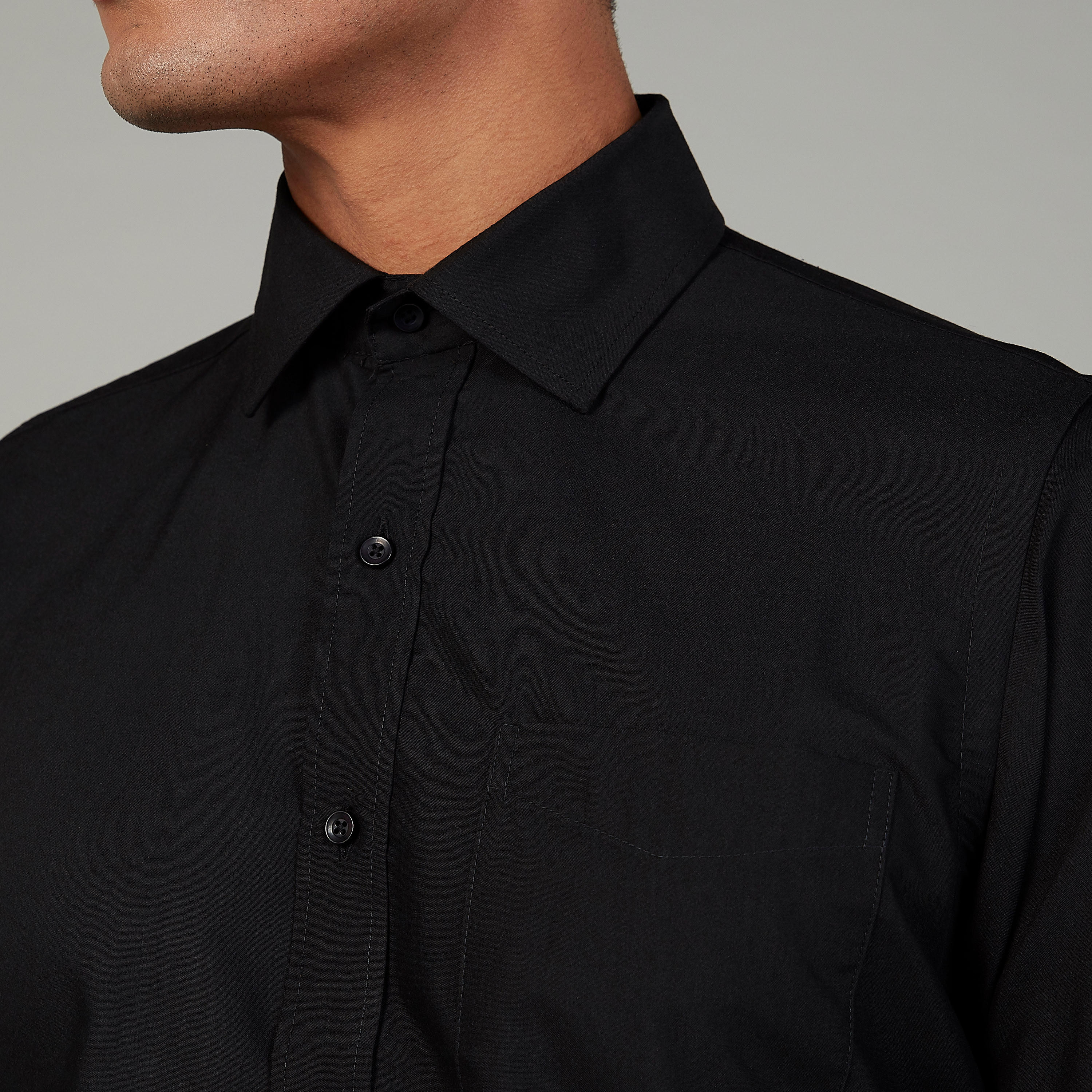 Easy Iron Solid Formal Shirt with Spread Collar and Long Sleeves-men-clothing-shirts-image-3
