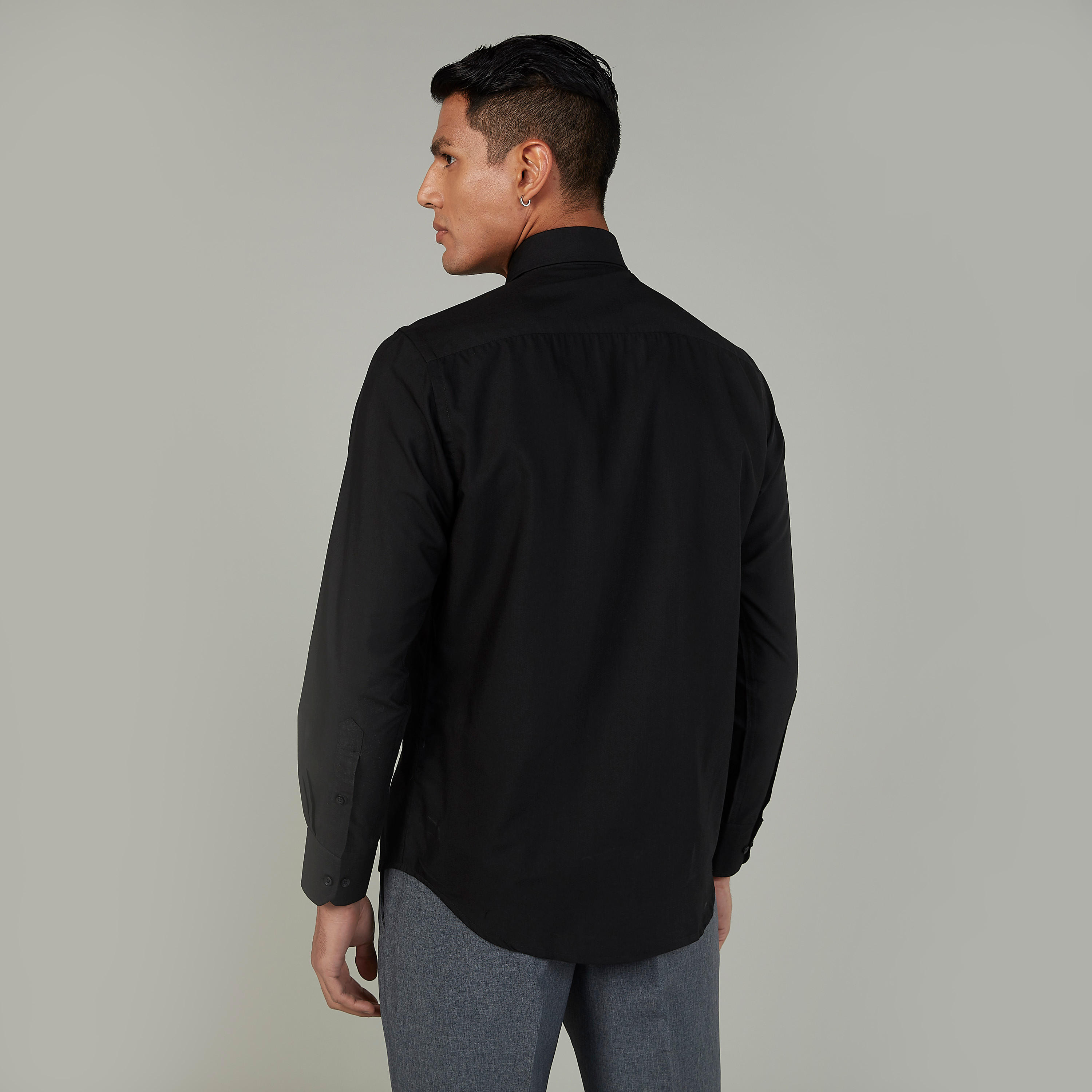 Easy Iron Solid Formal Shirt with Spread Collar and Long Sleeves-men-clothing-shirts-image-4