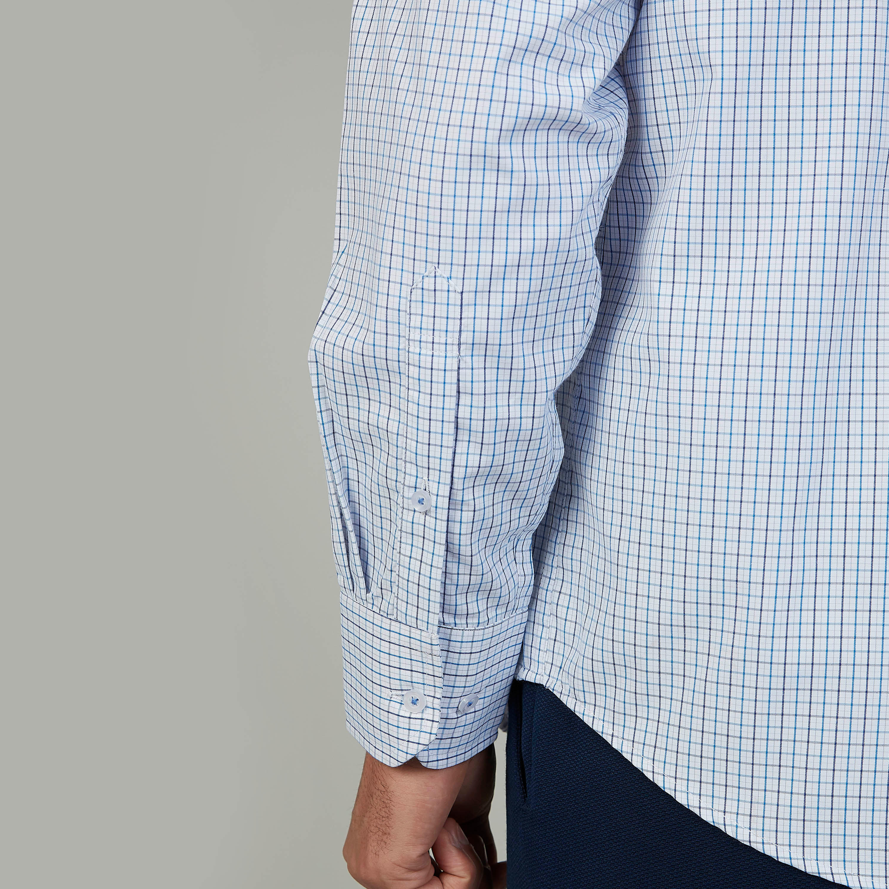 قميص رسمي كاروهات بياقة عاديّة وأكمام طويلة-men-clothing-shirts-image-3
