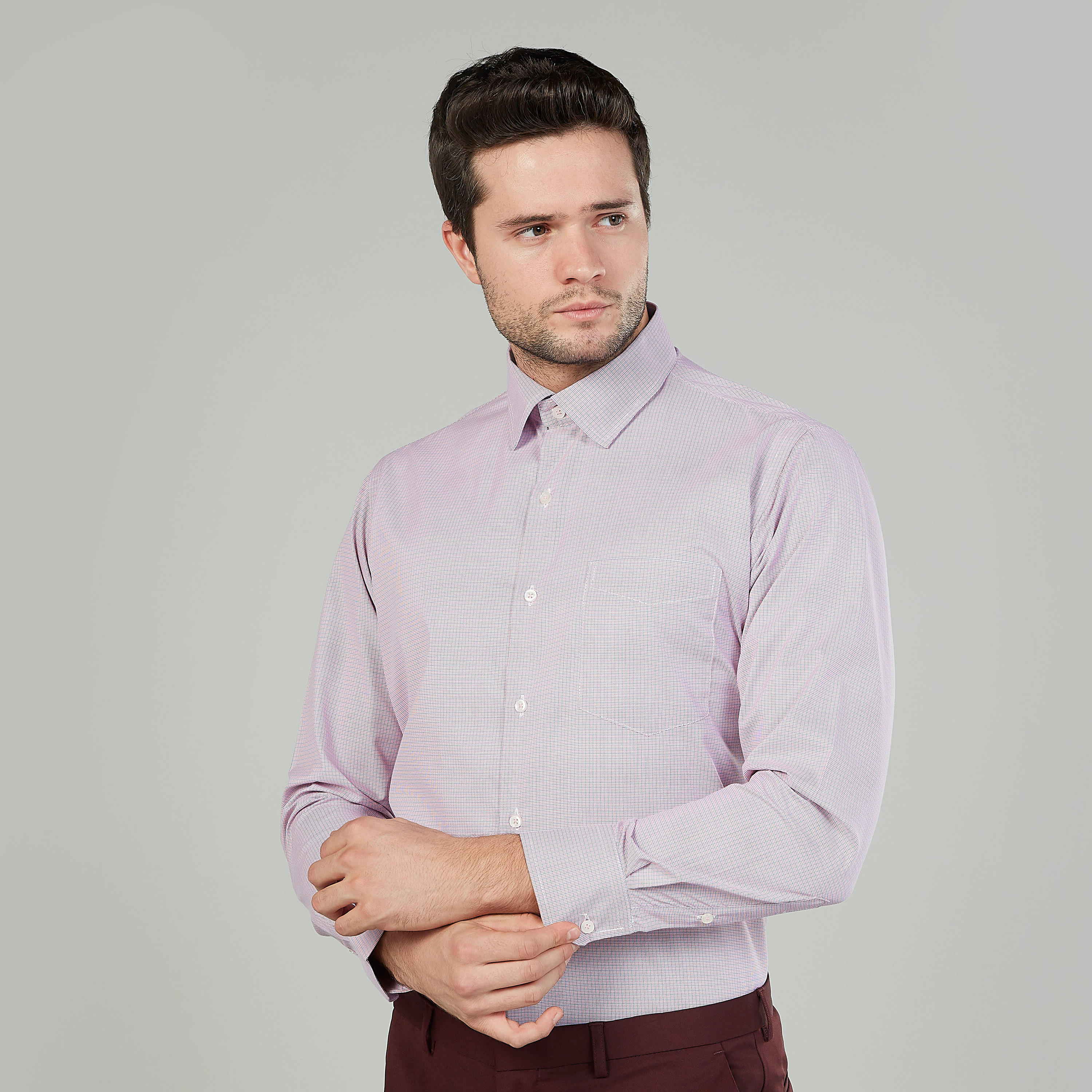 قميص مربعات سهل الكي بياقة عادية وأكمام طويلة-men-clothing-shirts-image-4