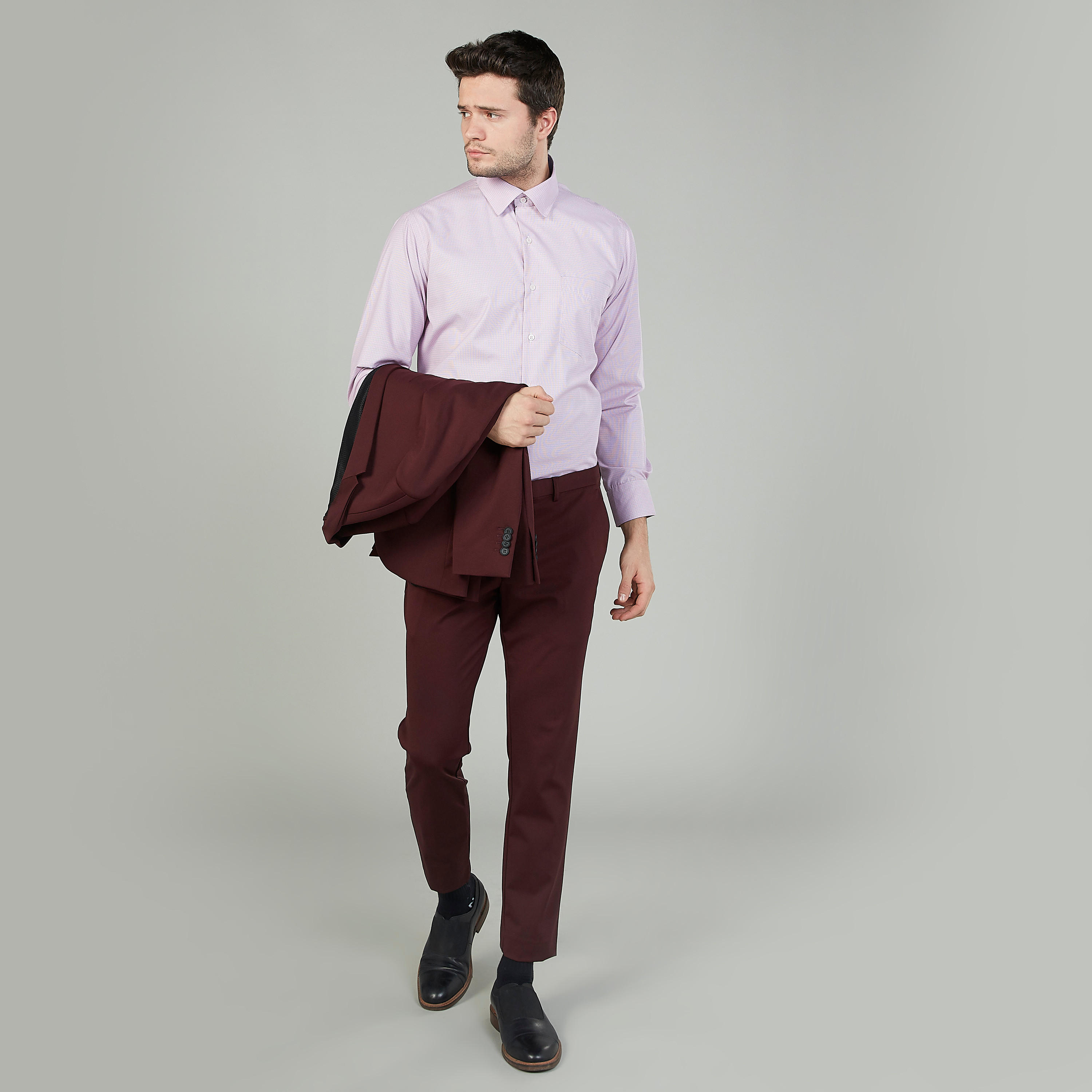 قميص مربعات سهل الكي بياقة عادية وأكمام طويلة-men-clothing-shirts-image-3