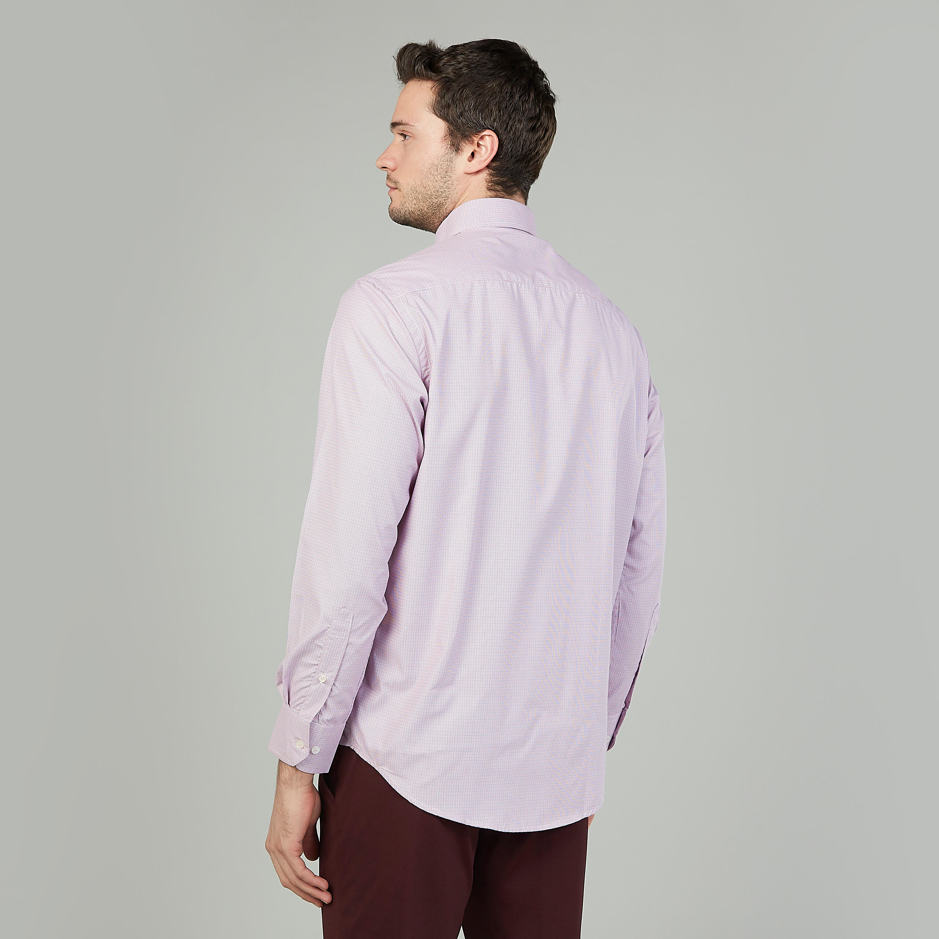 قميص مربعات سهل الكي بياقة عادية وأكمام طويلة-men-clothing-shirts-image-2