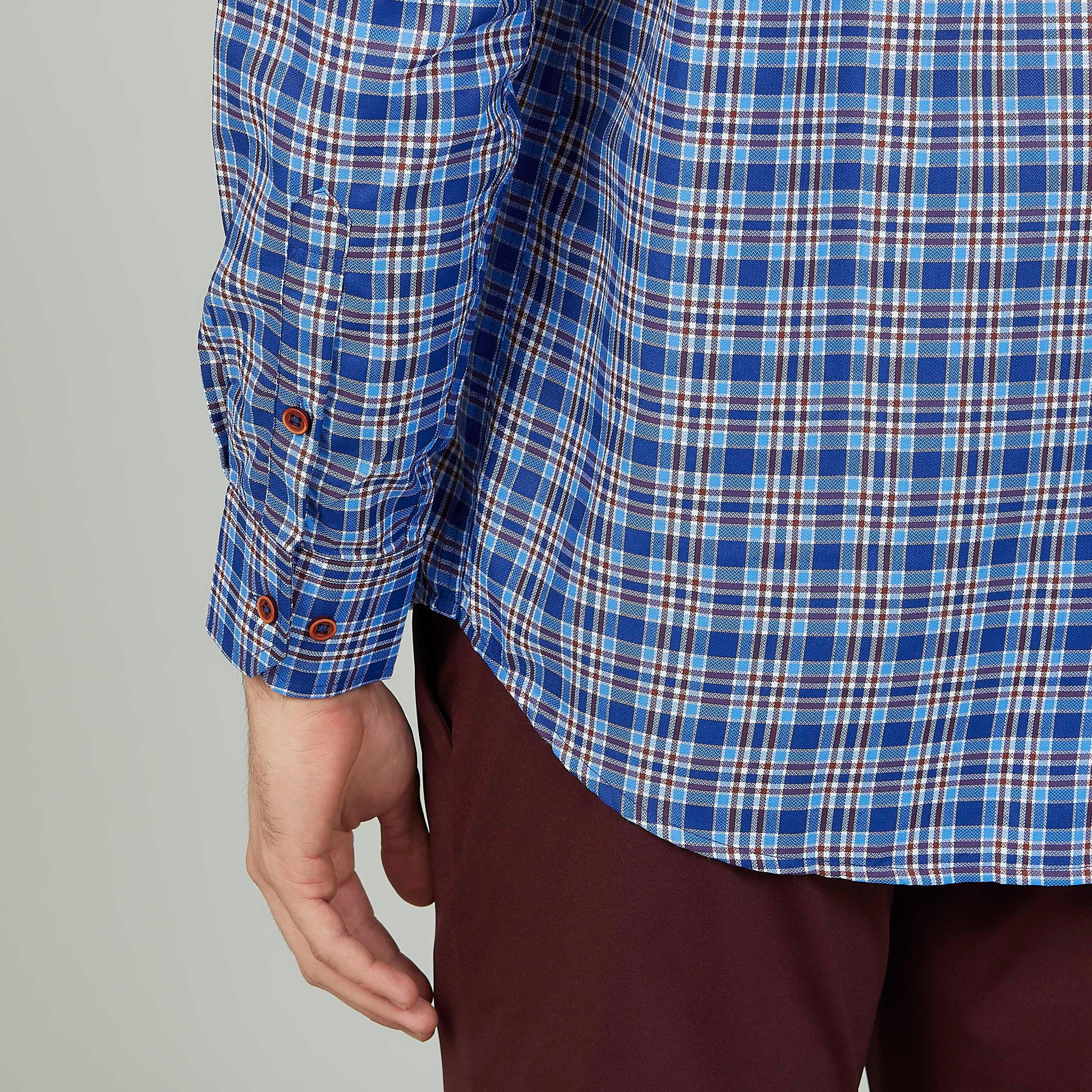 Easy Iron Checked Shirt with Long Sleeves and Spread Collar-men-clothing-shirts-image-3