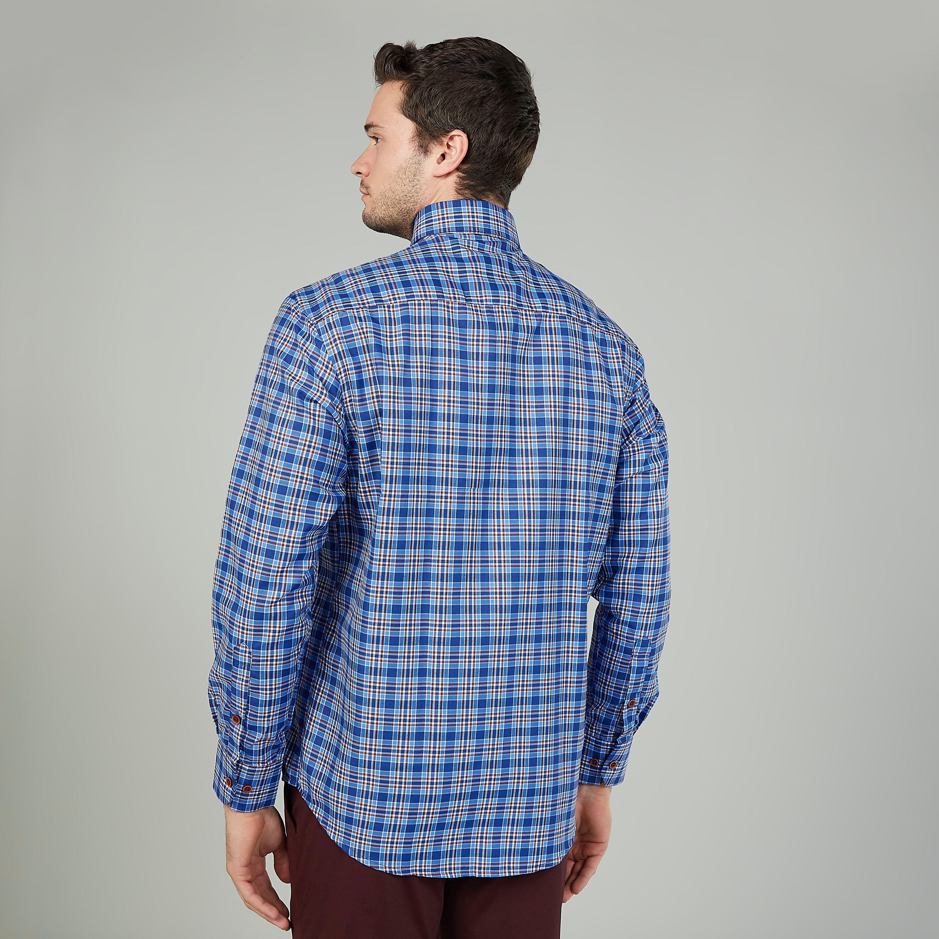 Easy Iron Checked Shirt with Long Sleeves and Spread Collar-men-clothing-shirts-image-4