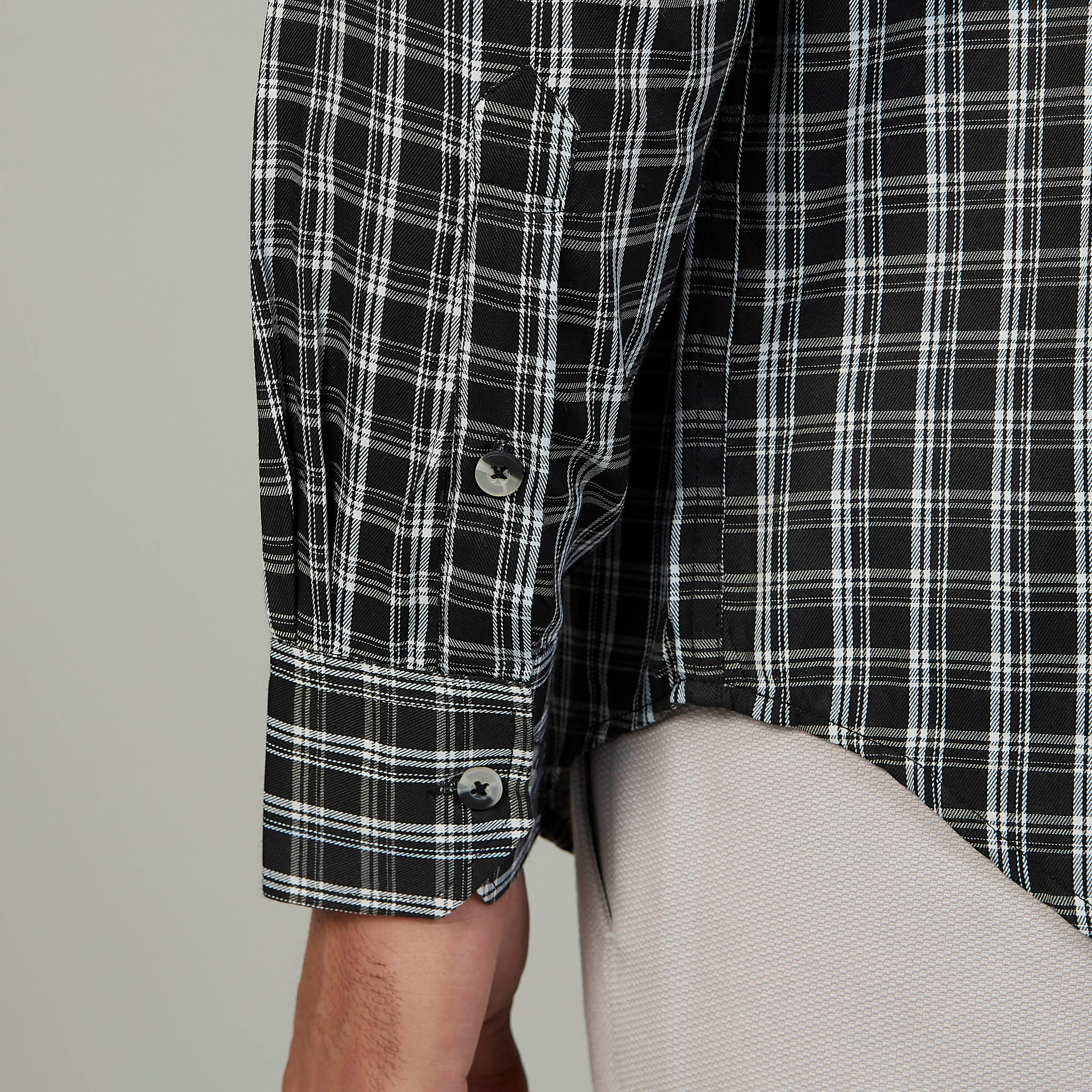 قميص مربعات سهل الكي بياقة عادية وأكمام طويلة-men-clothing-shirts-image-2