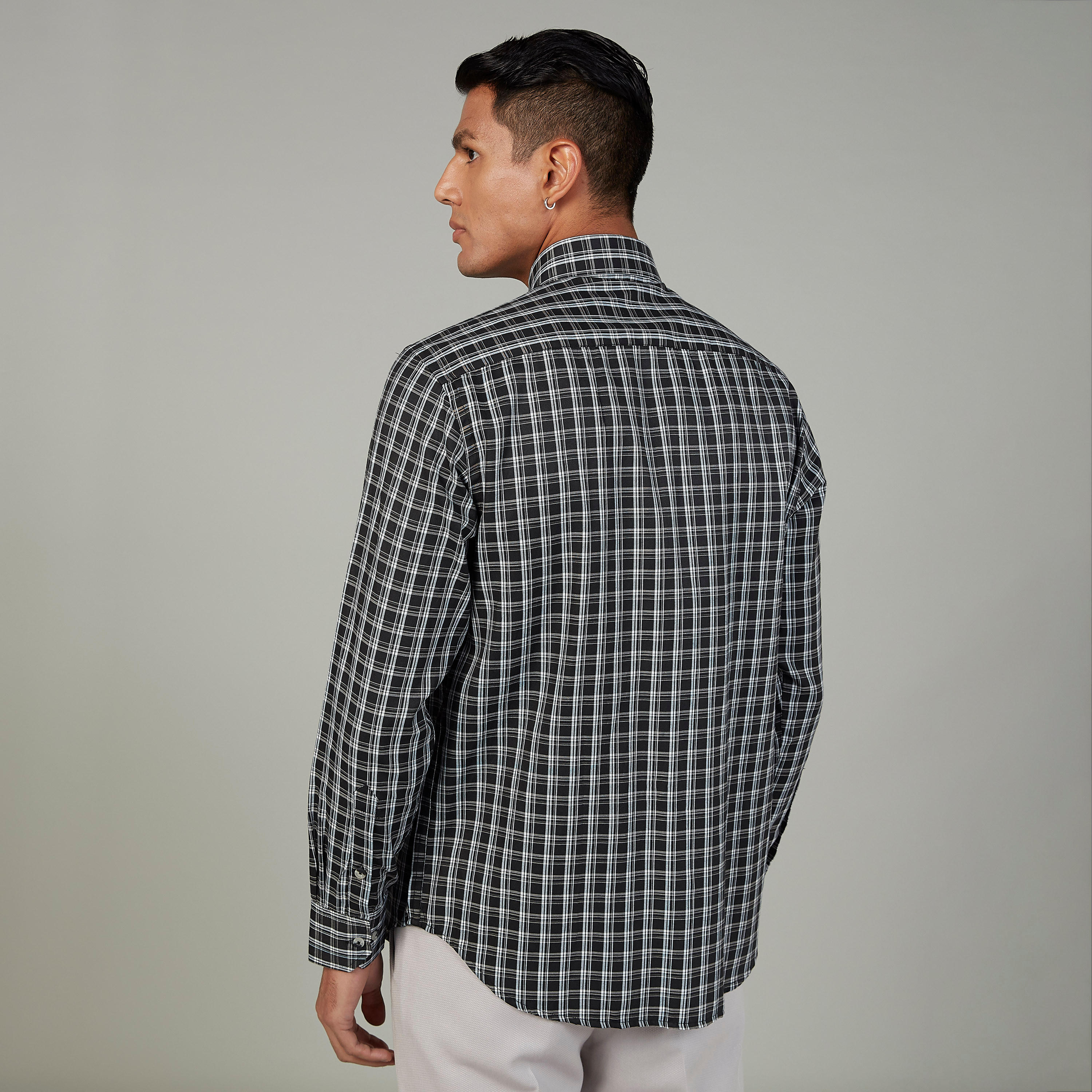 قميص مربعات سهل الكي بياقة عادية وأكمام طويلة-men-clothing-shirts-image-1