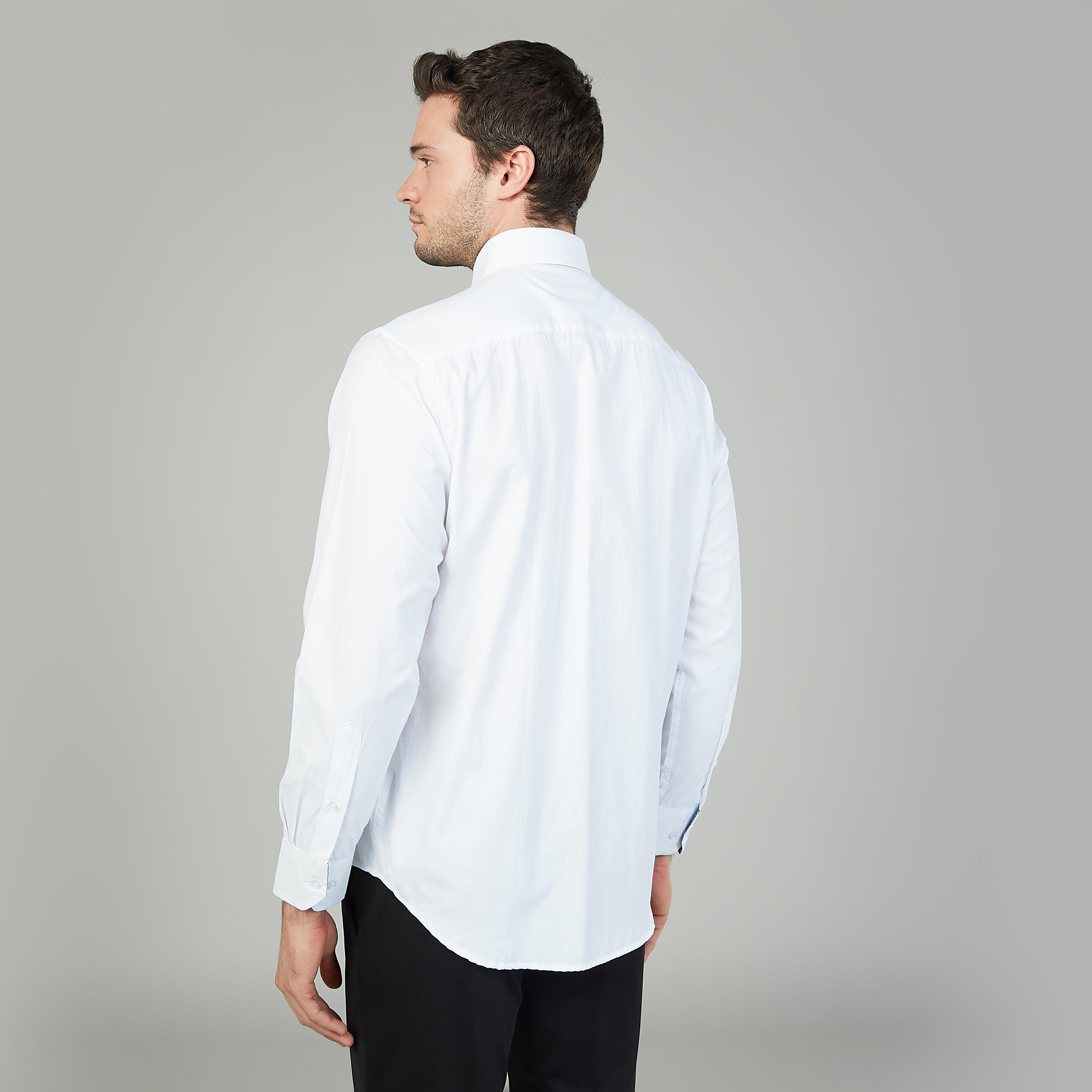 Easy Iron Solid Formal Shirt with Long Sleeves and Chest Pocket-men-clothing-shirts-image-4