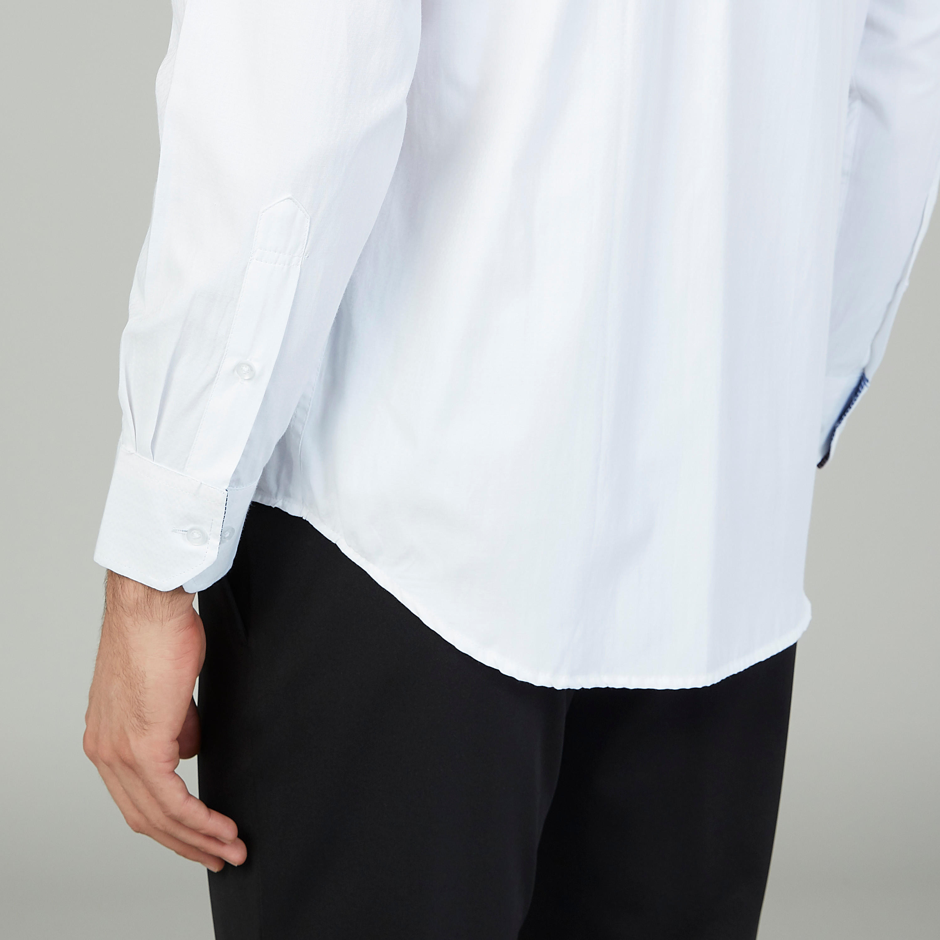 Easy Iron Solid Formal Shirt with Long Sleeves and Chest Pocket-men-clothing-shirts-image-5