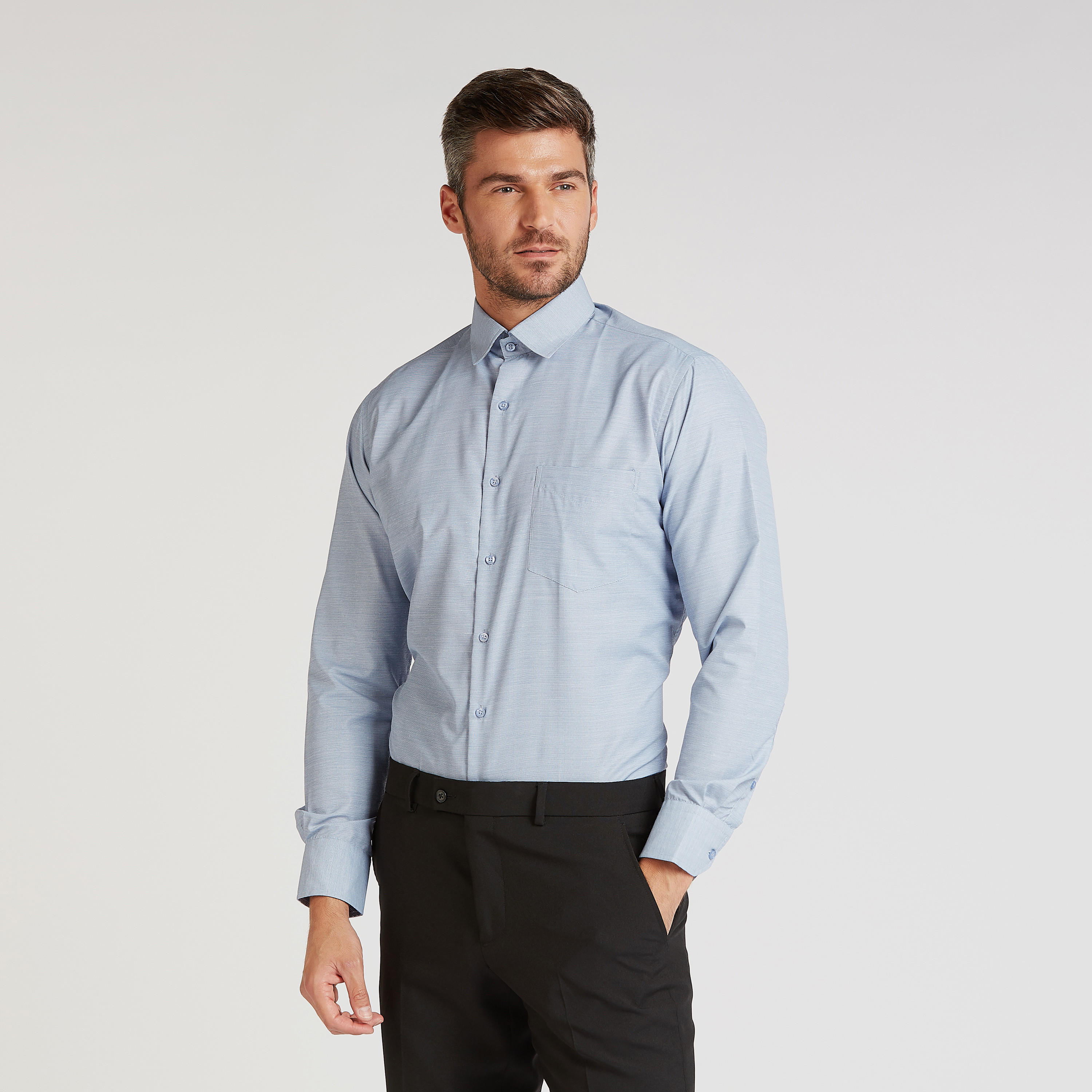 Easy Iron Formal Shirt with Long Sleeves and Chest Pocket-men-clothing-shirts-image-1