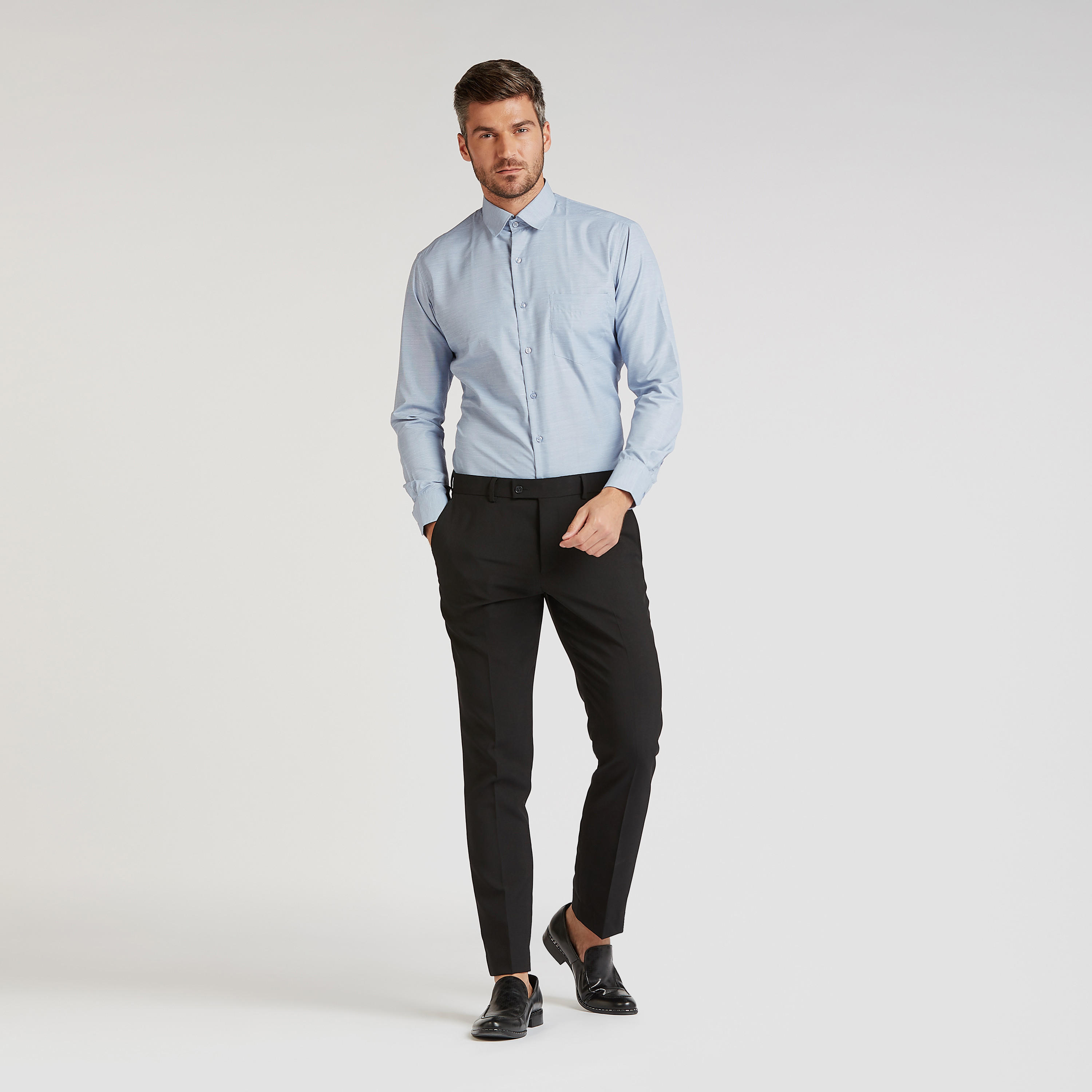 Easy Iron Formal Shirt with Long Sleeves and Chest Pocket-men-clothing-shirts-image-2