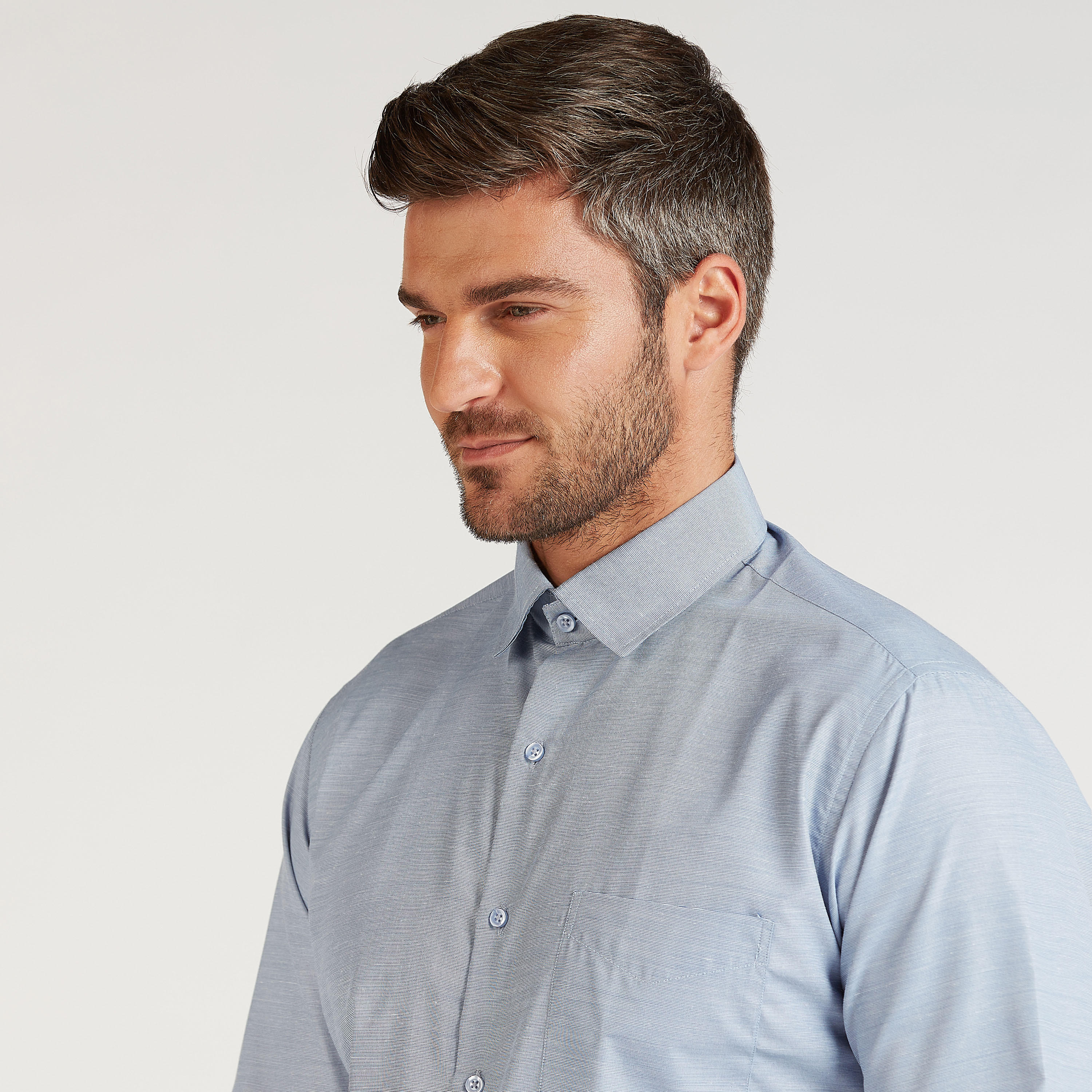 Easy Iron Formal Shirt with Long Sleeves and Chest Pocket-men-clothing-shirts-image-3