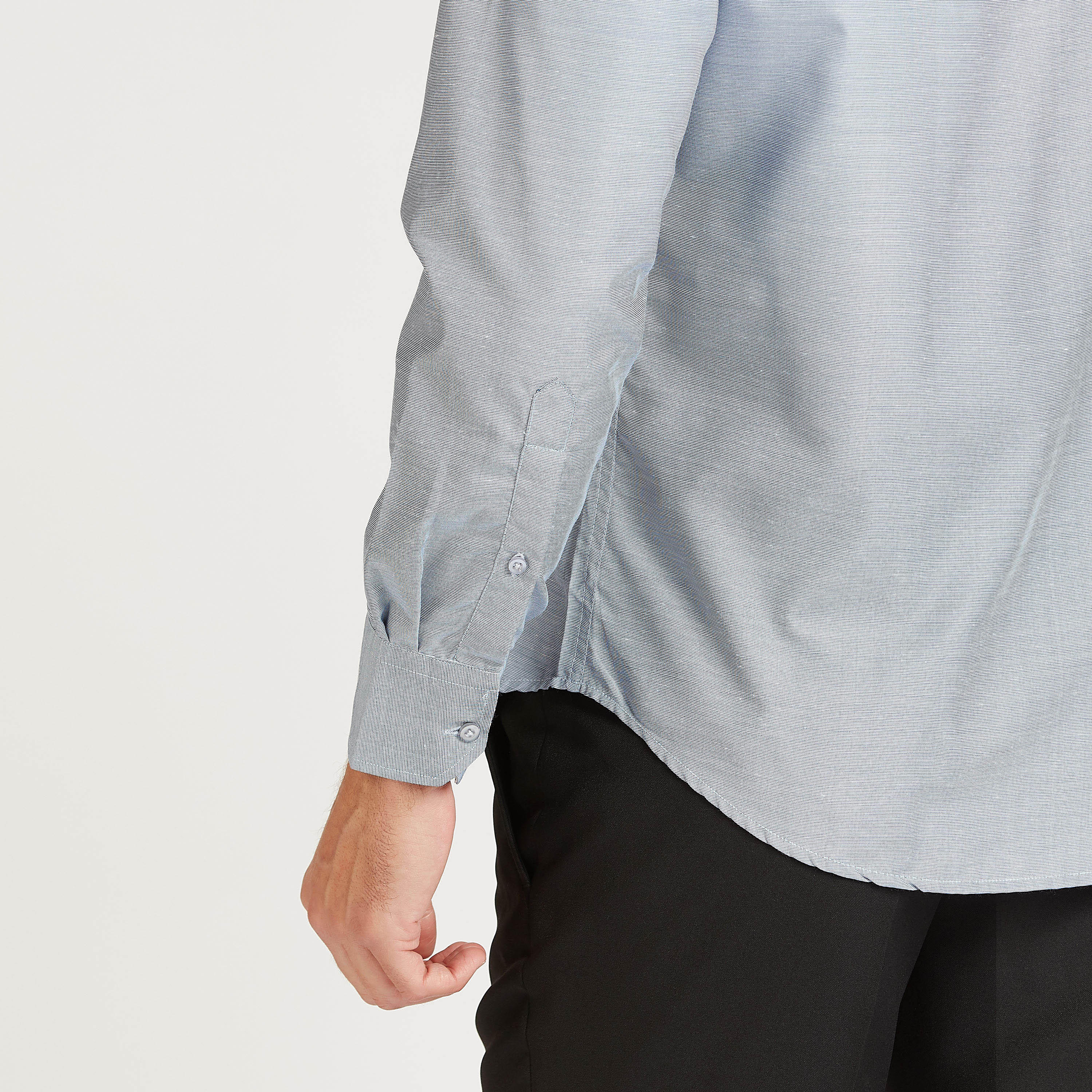 قميص رسمي بارز الملمس بأكمام طويلة وجيب على الصدر-men-clothing-shirts-image-5