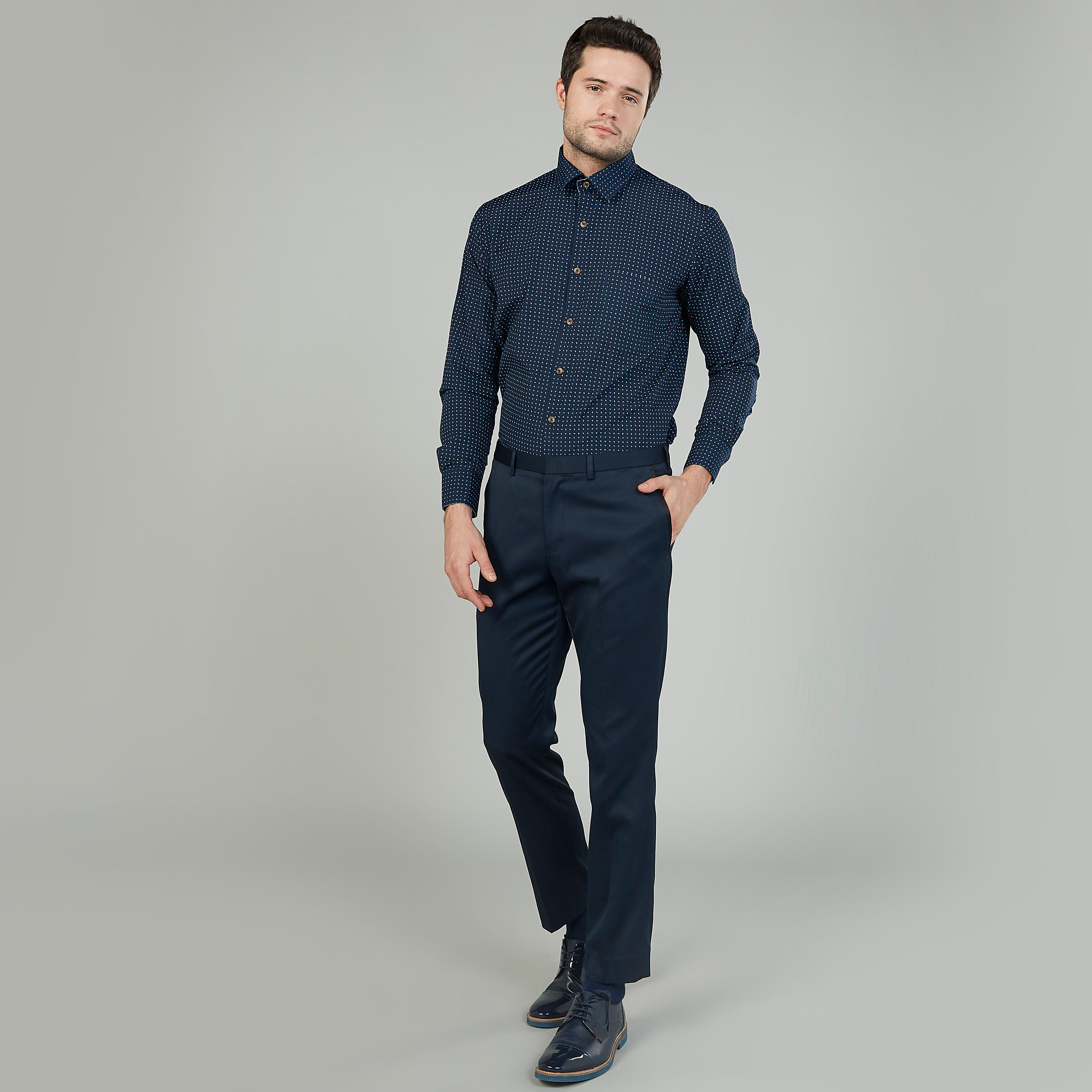 Easy Iron Printed Shirt with Long Sleeves and Spread Collar-men-clothing-shirts-image-2