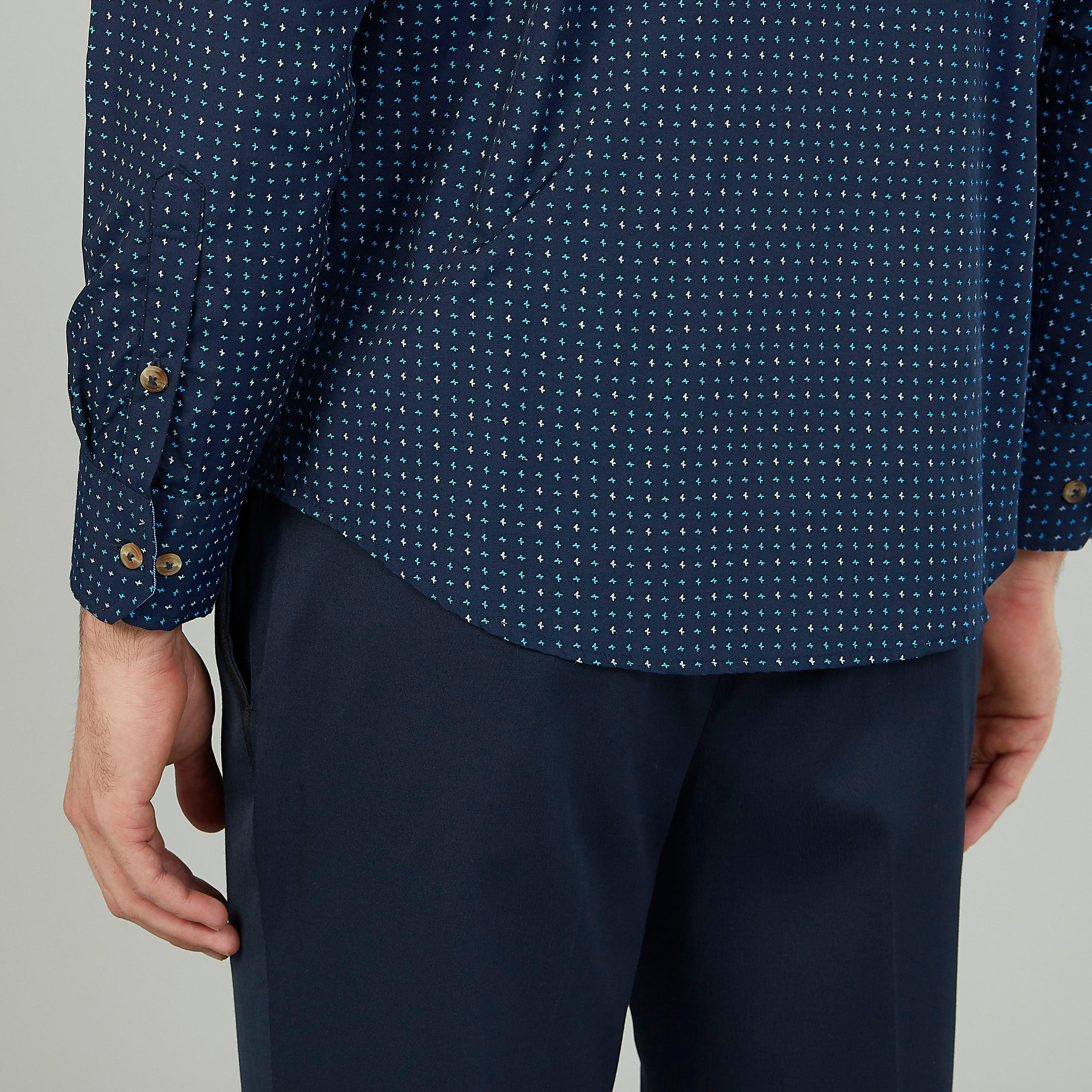 Easy Iron Printed Shirt with Long Sleeves and Spread Collar-men-clothing-shirts-image-3