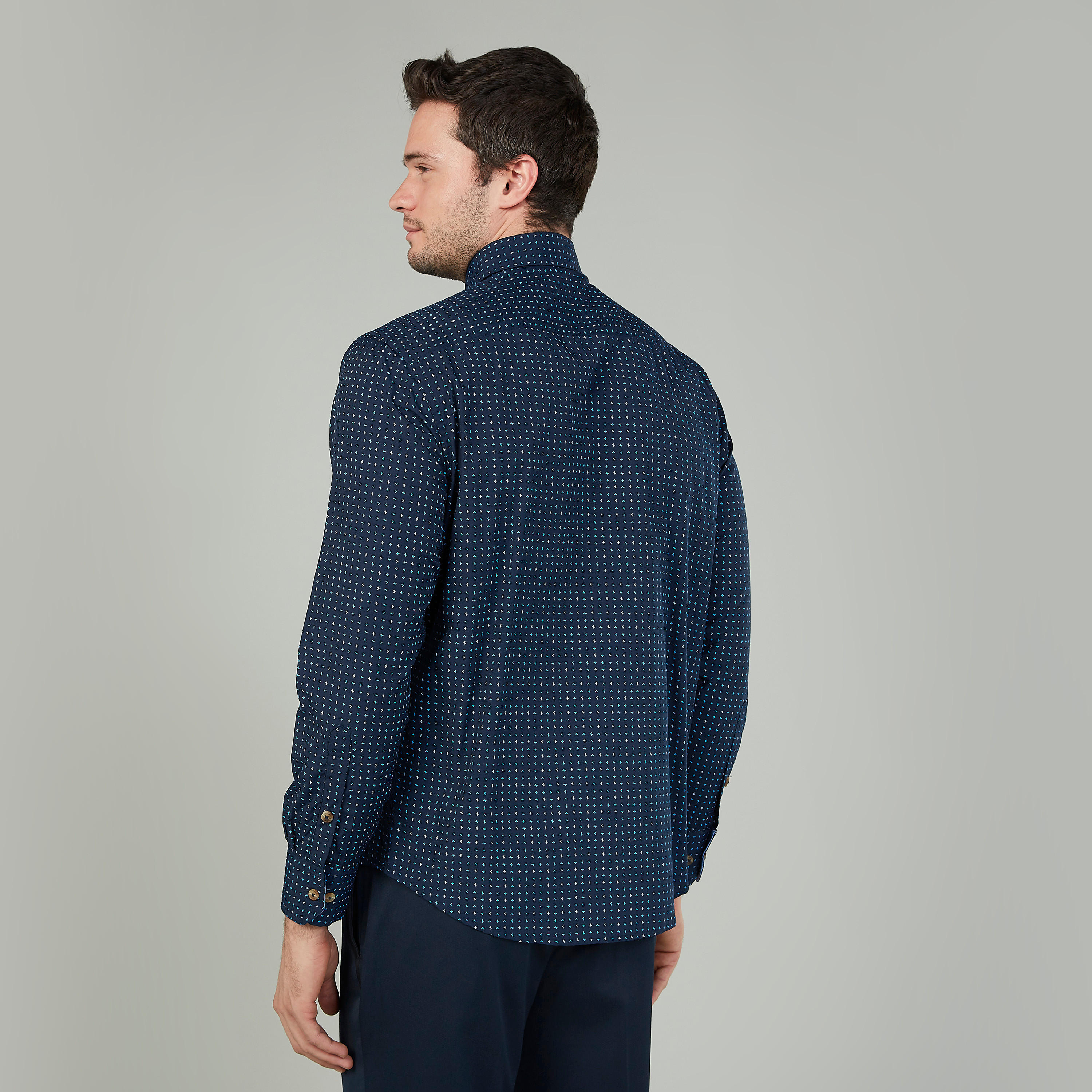 Easy Iron Printed Shirt with Long Sleeves and Spread Collar-men-clothing-shirts-image-4
