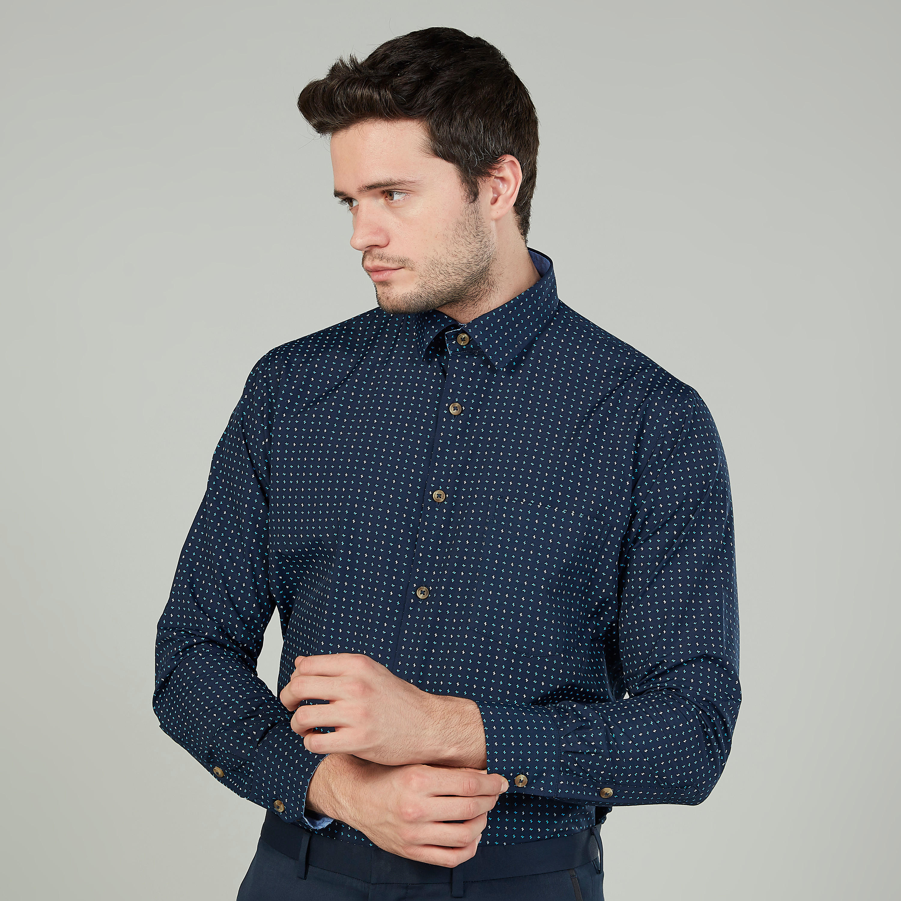 Easy Iron Printed Shirt with Long Sleeves and Spread Collar-men-clothing-shirts-image-5