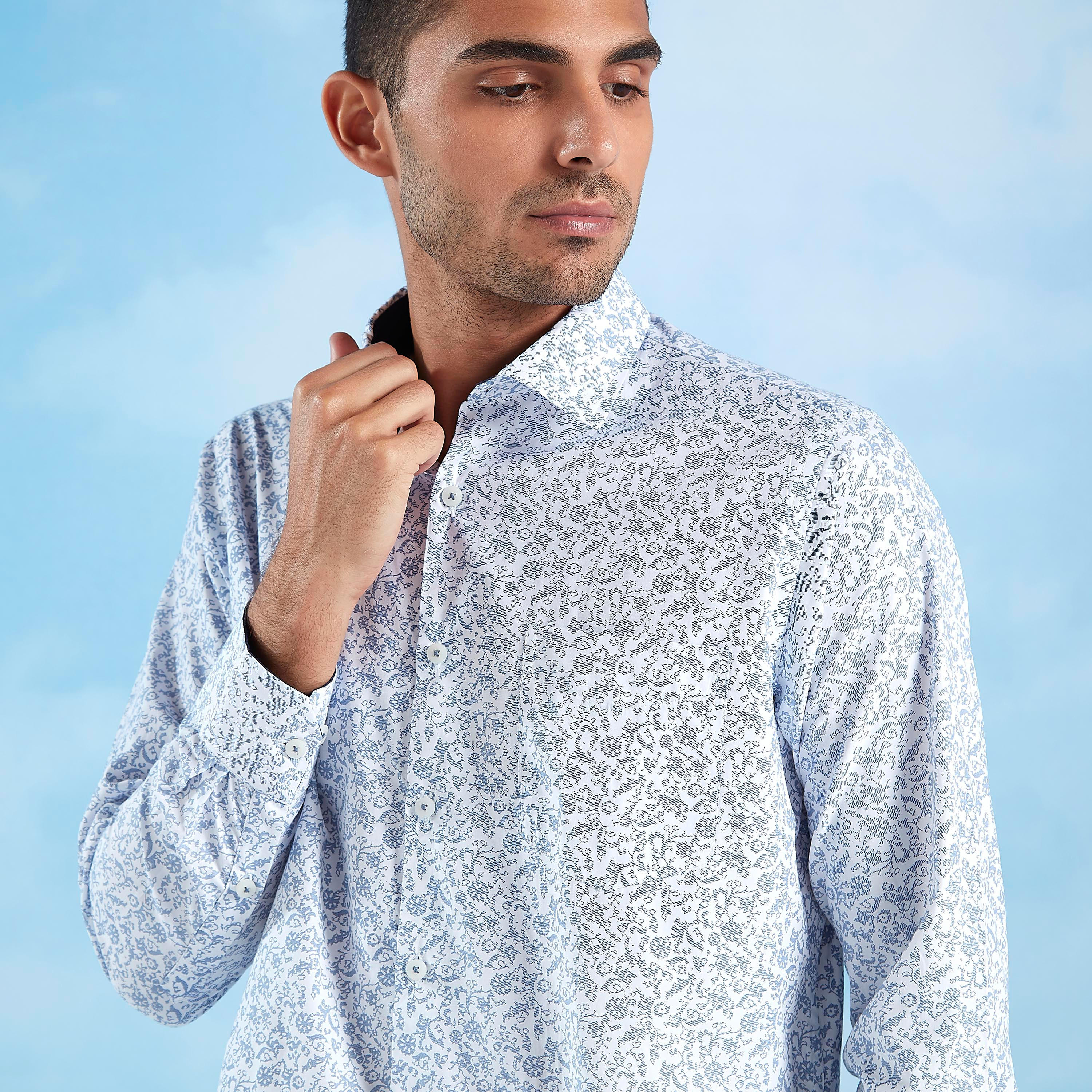 قميص سهل الكي بياقة عادية وأكمام طويلة وطبعات-men-clothing-shirts-image-1