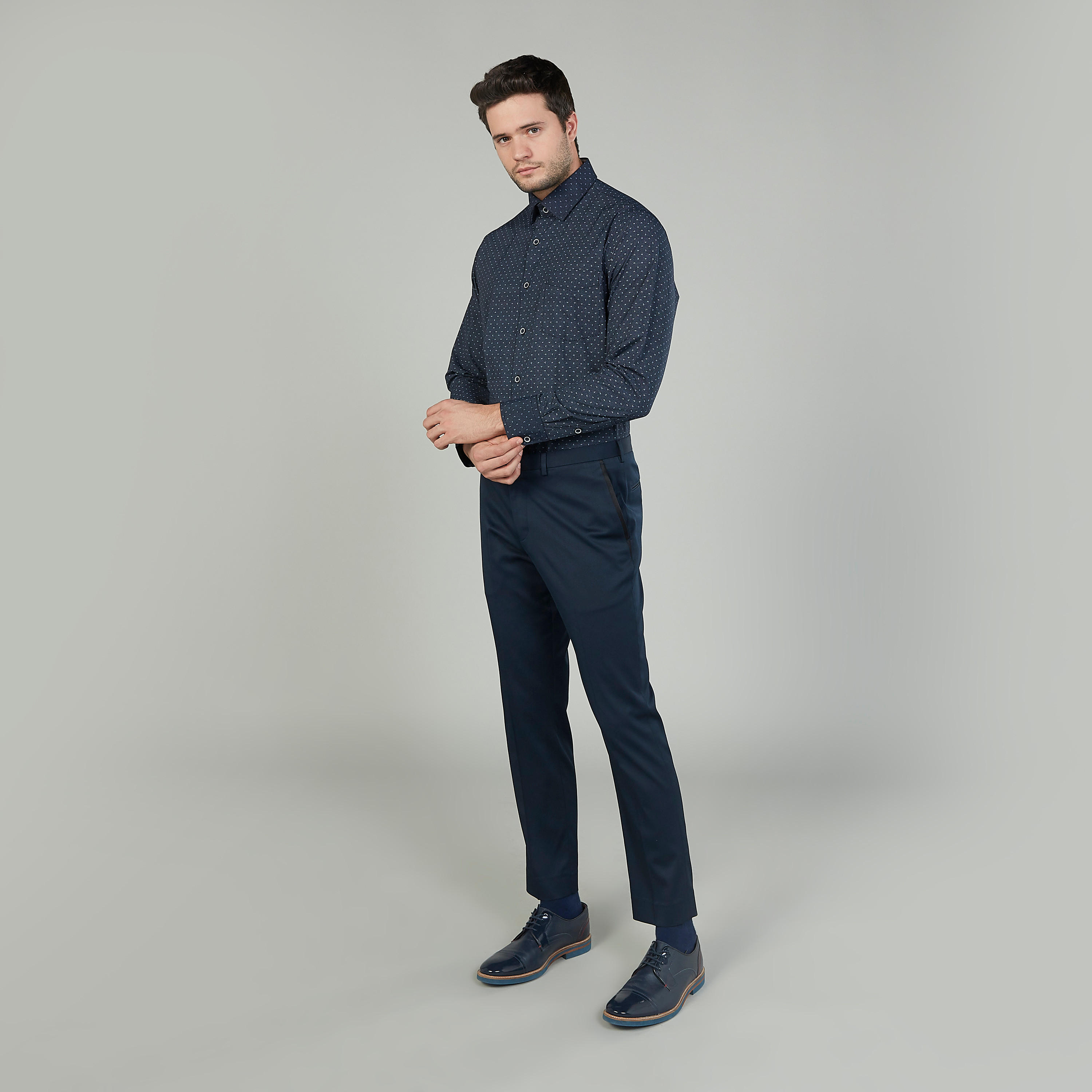 Easy Iron Printed Shirt with Long Sleeves and Spread Collar-men-clothing-shirts-image-2