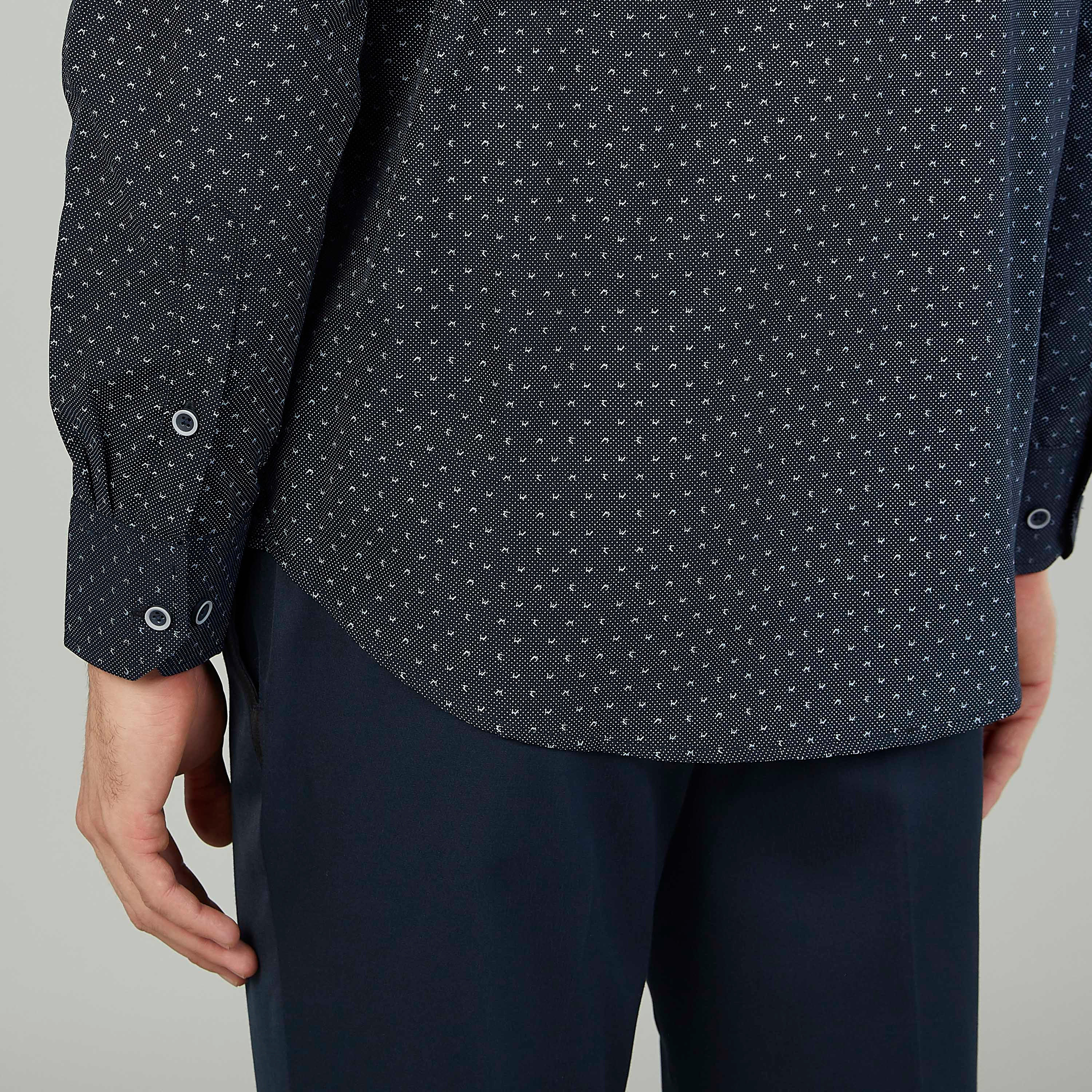 Easy Iron Printed Shirt with Long Sleeves and Spread Collar-men-clothing-shirts-image-3