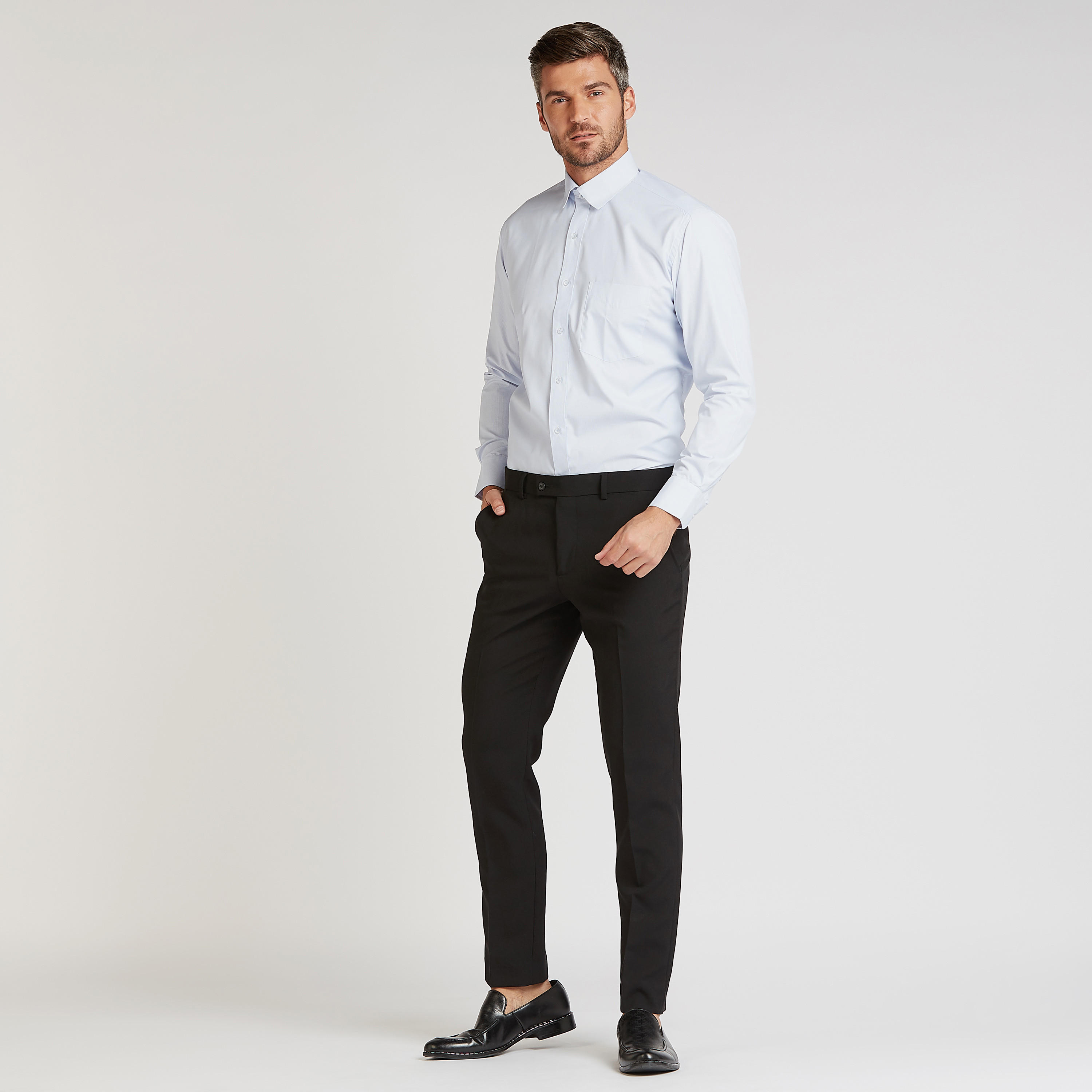 Easy Iron Striped Formal Shirt with Long Sleeves and Chest Pocket-men-clothing-shirts-image-2