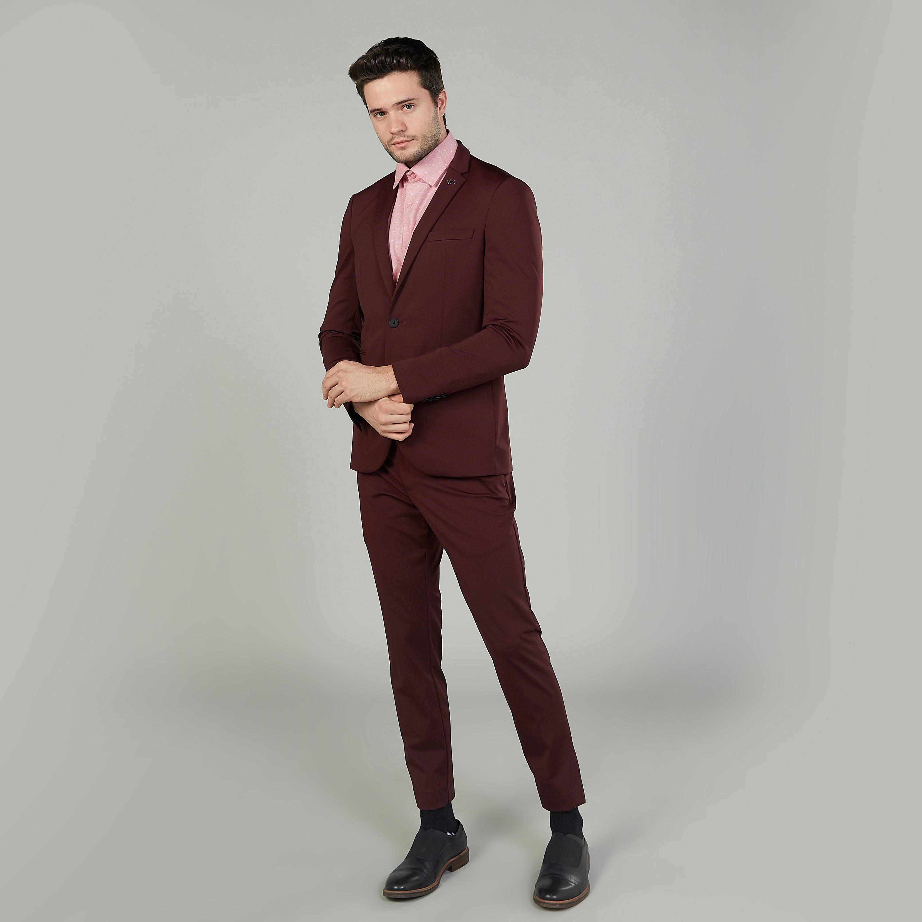 Easy Iron Textured Shirt with Long Sleeves and Spread Collar-men-clothing-shirts-image-2