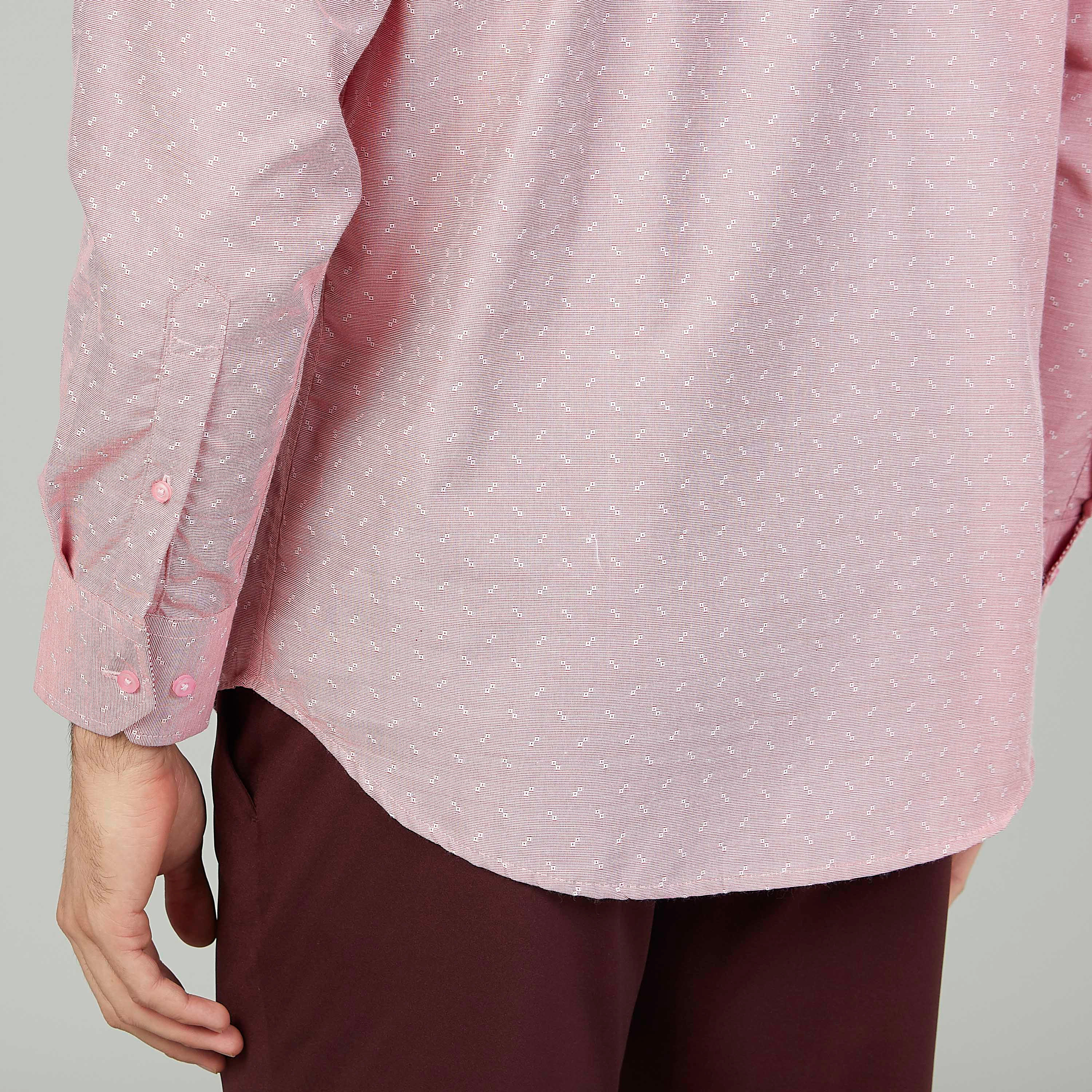 Easy Iron Textured Shirt with Long Sleeves and Spread Collar-men-clothing-shirts-image-3