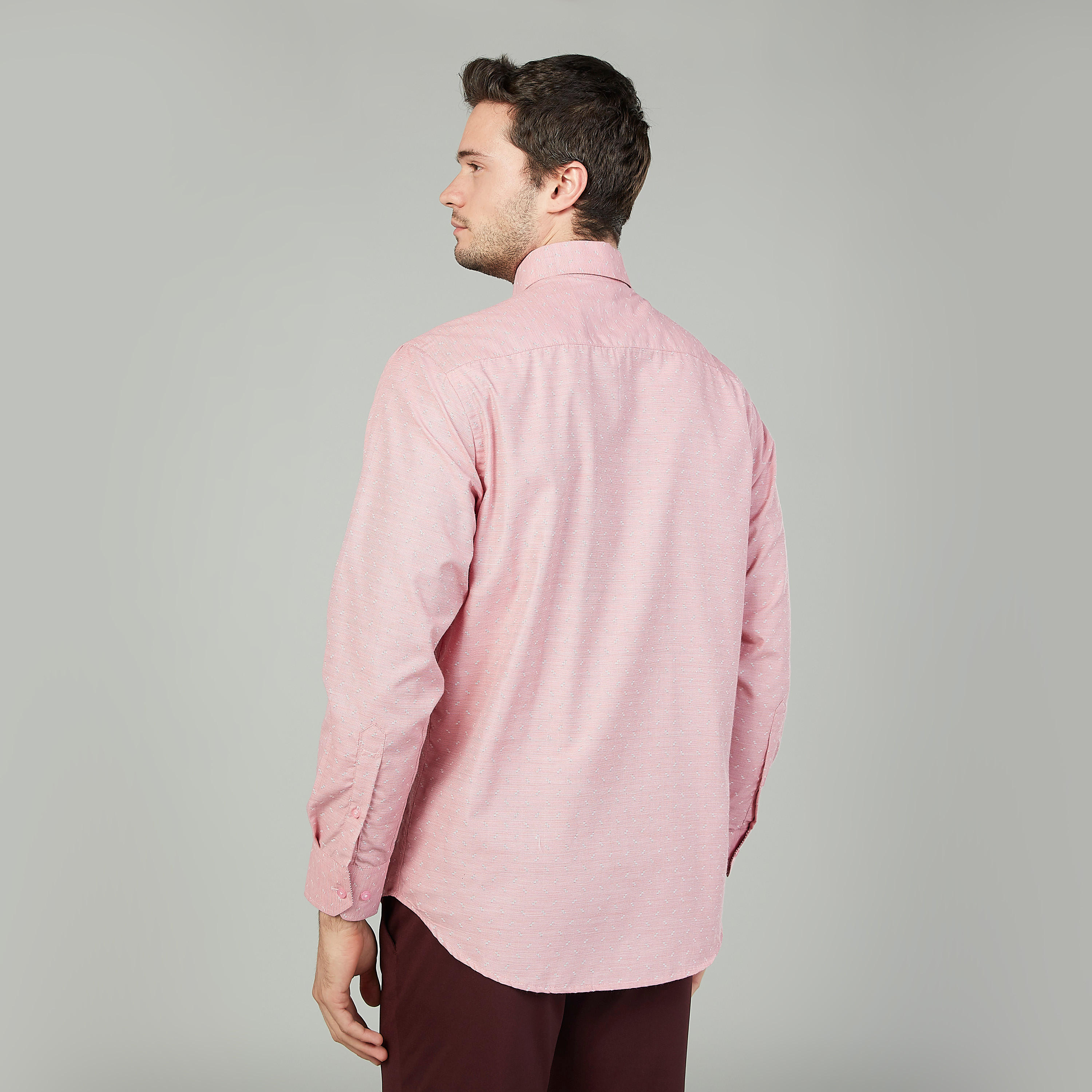 Easy Iron Textured Shirt with Long Sleeves and Spread Collar-men-clothing-shirts-image-4