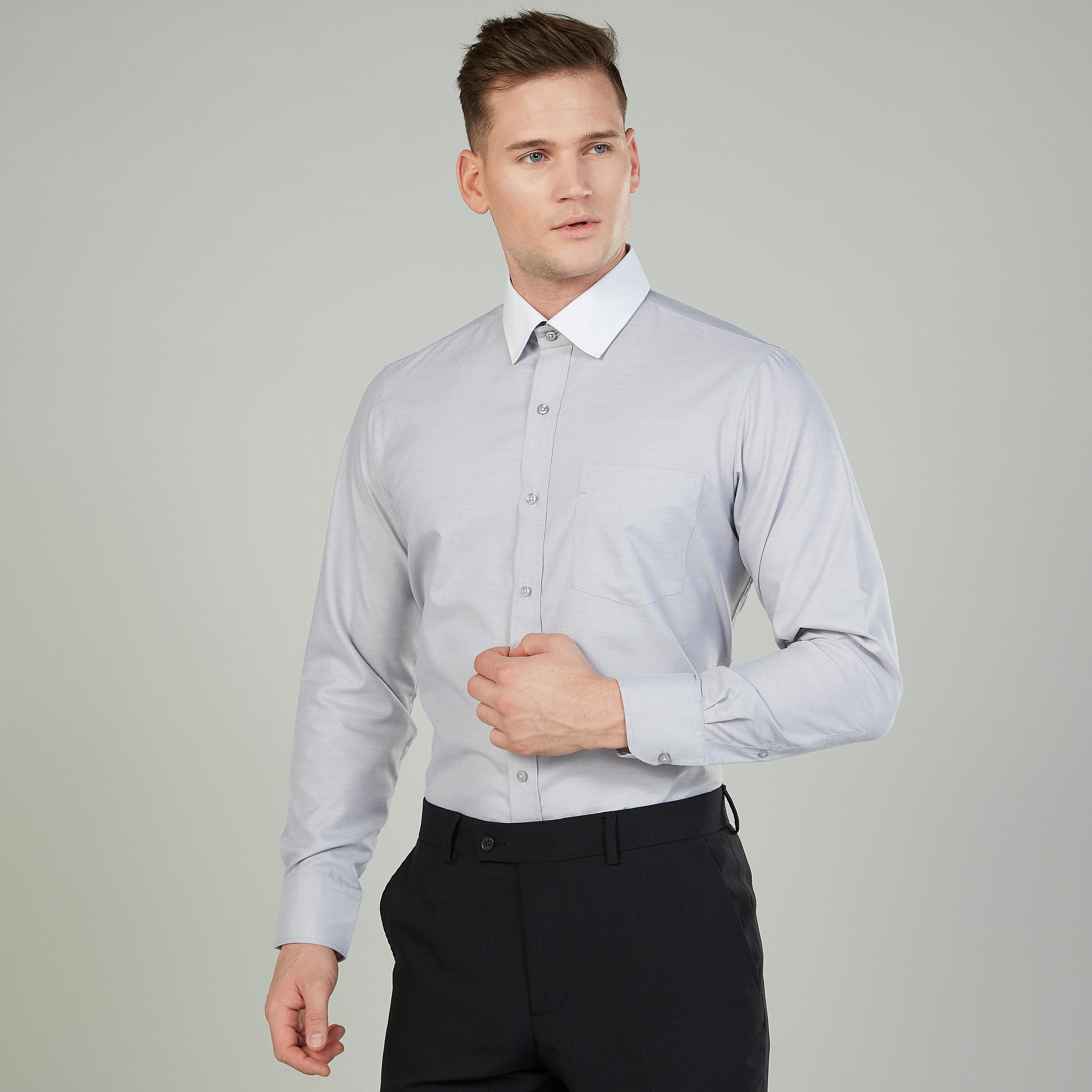 قميص رسمي سادة سهل الكي بياقة عادية وأكمام طويلة-men-clothing-shirts-image-4