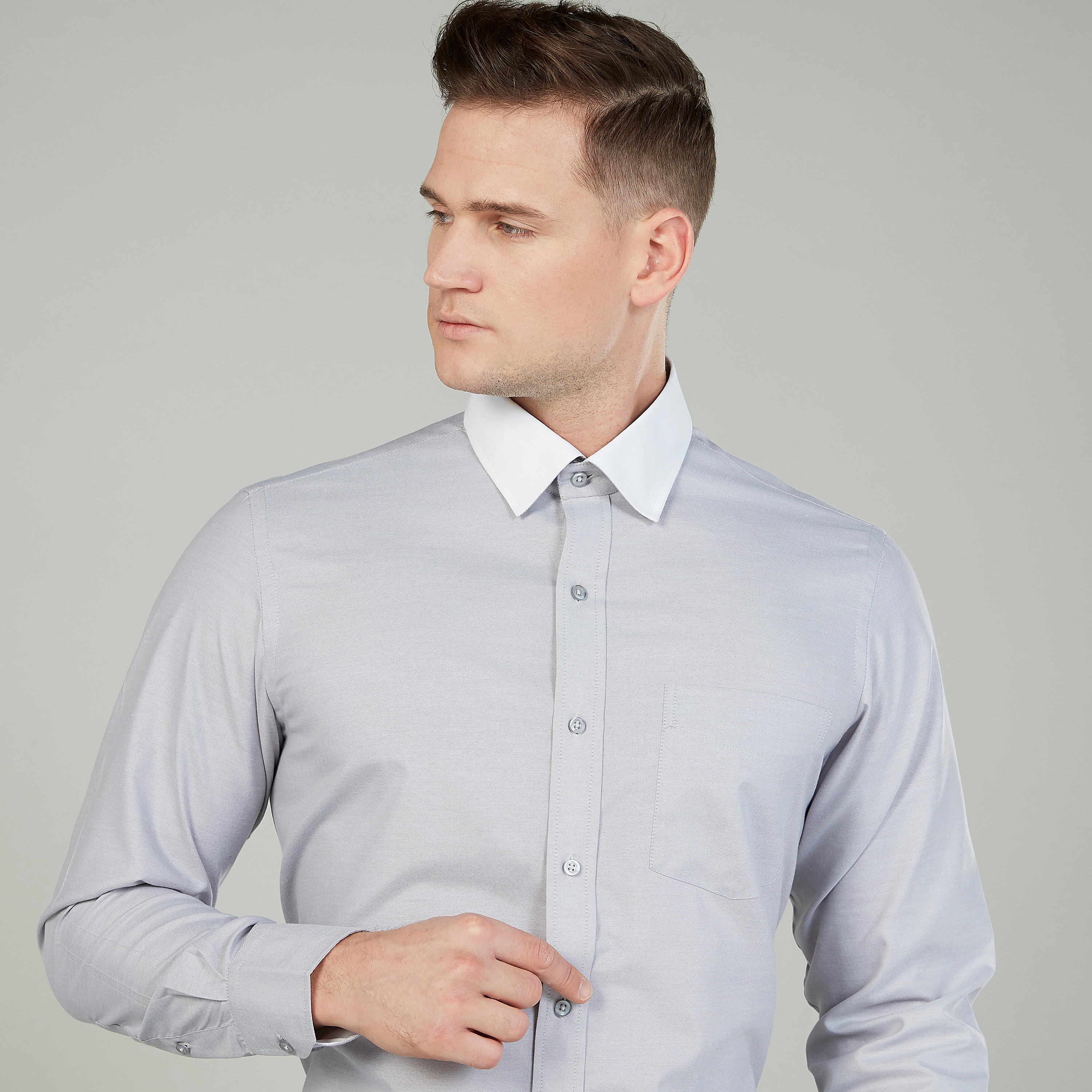 قميص رسمي سادة سهل الكي بياقة عادية وأكمام طويلة-men-clothing-shirts-image-2