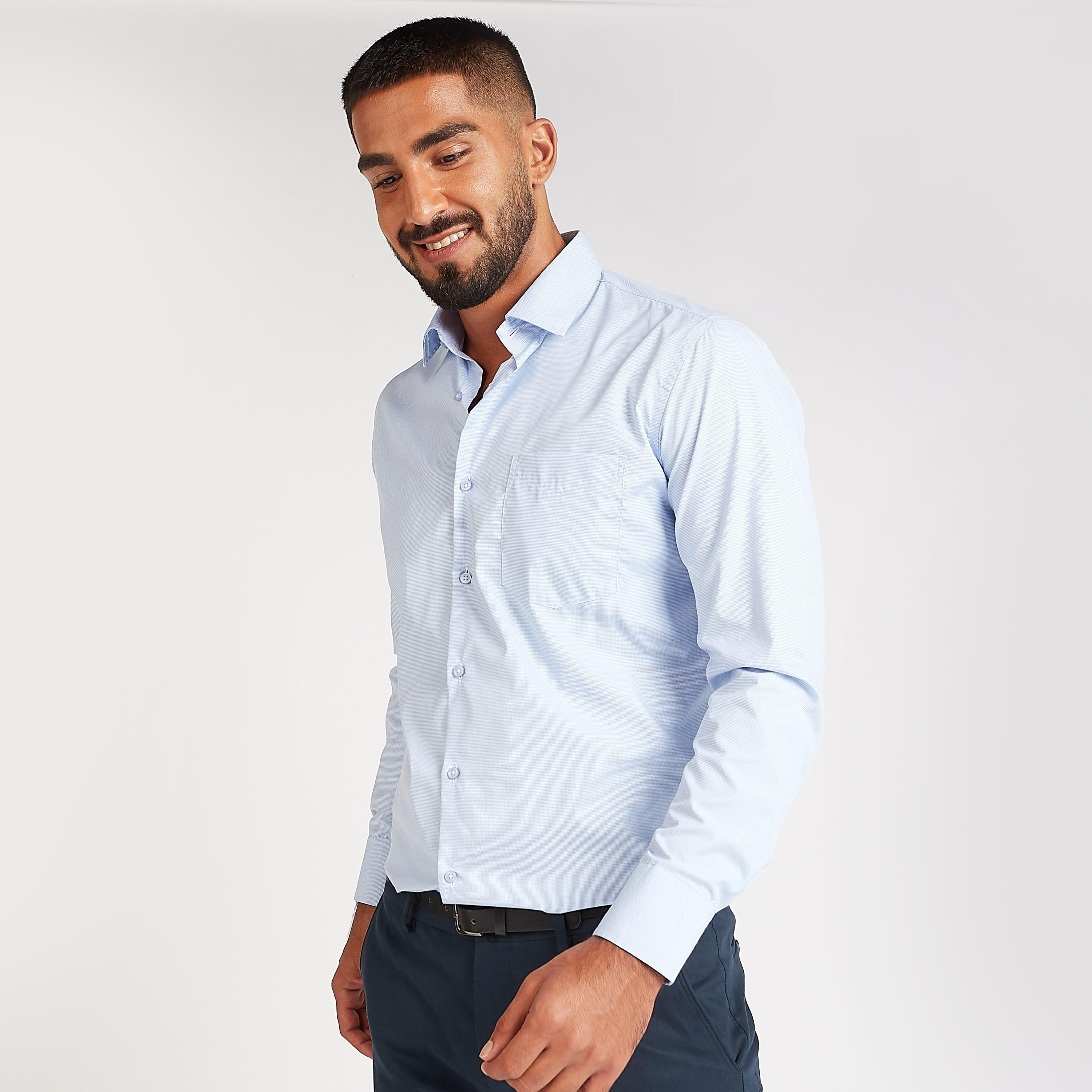 قميص رسمي كاروهات بأكمام طويلة وياقة عادية-men-clothing-shirts-image-4