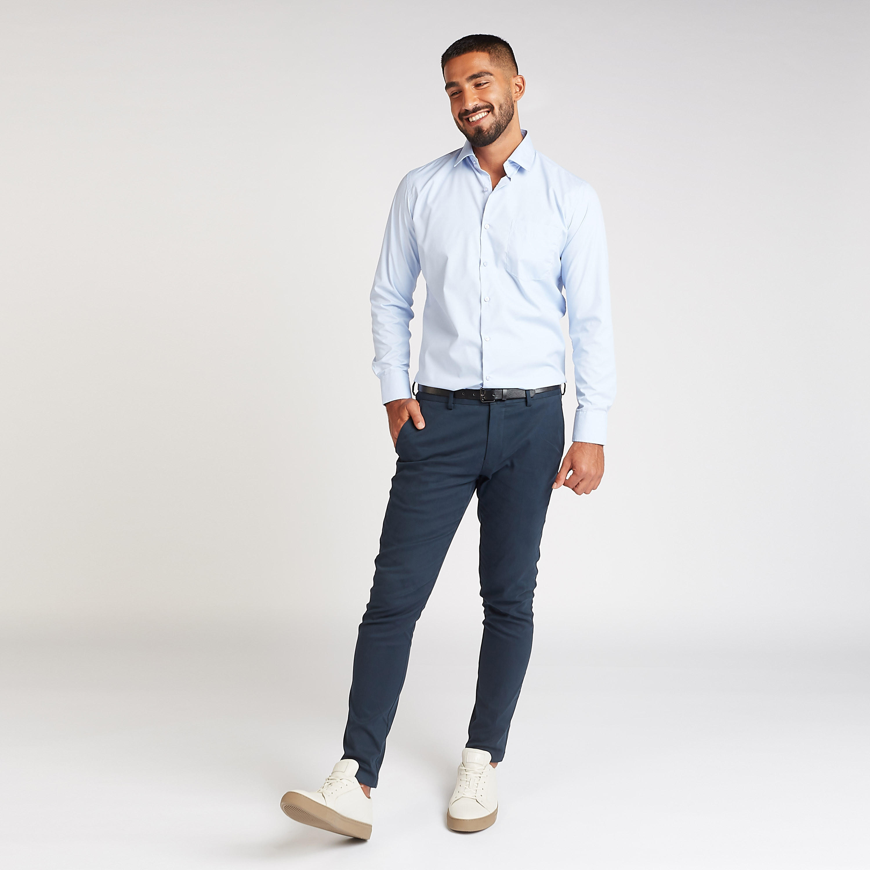 قميص رسمي كاروهات بأكمام طويلة وياقة عادية-men-clothing-shirts-image-3