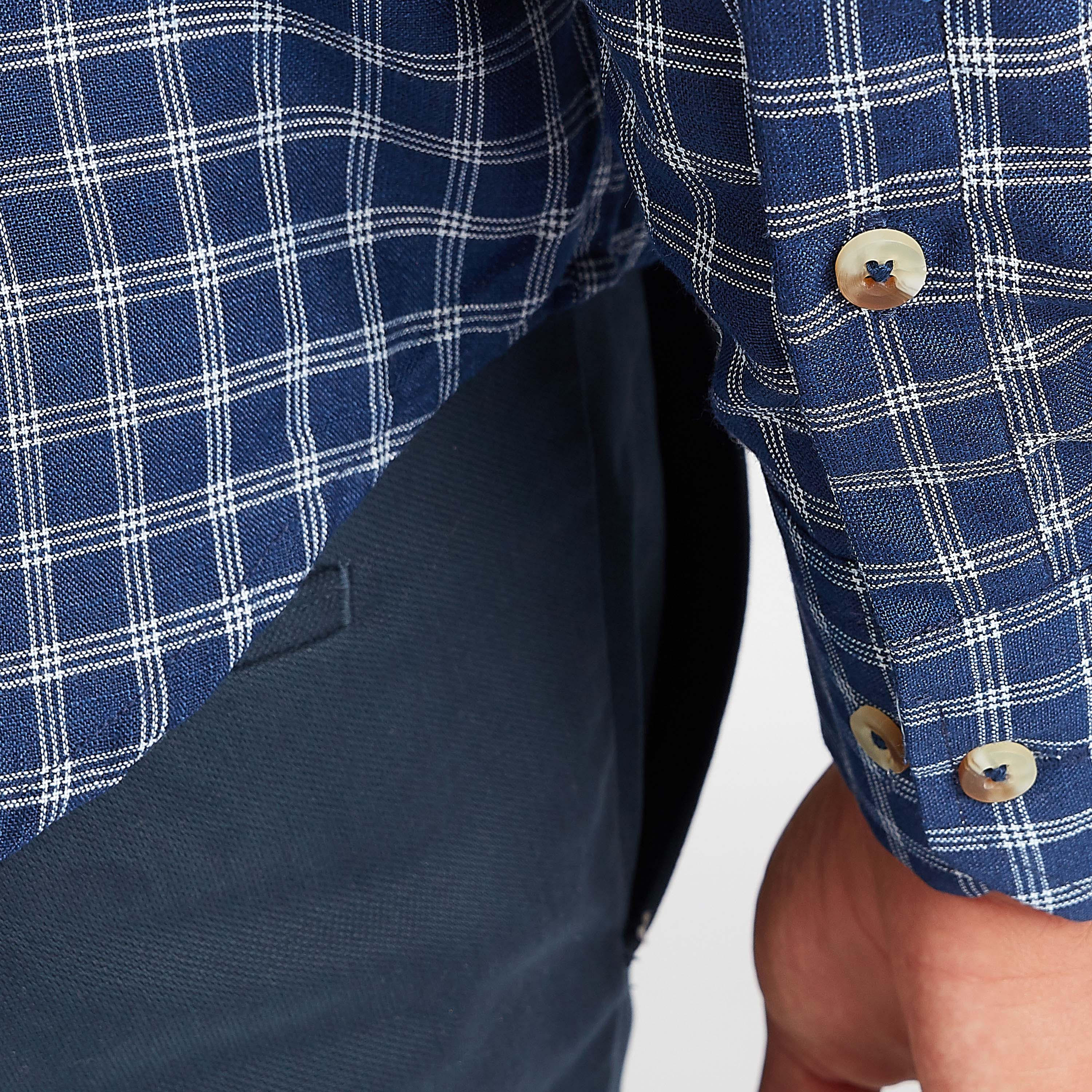 قميص رسمي كاروهات بأكمام طويلة وياقة عادية-men-clothing-shirts-image-5