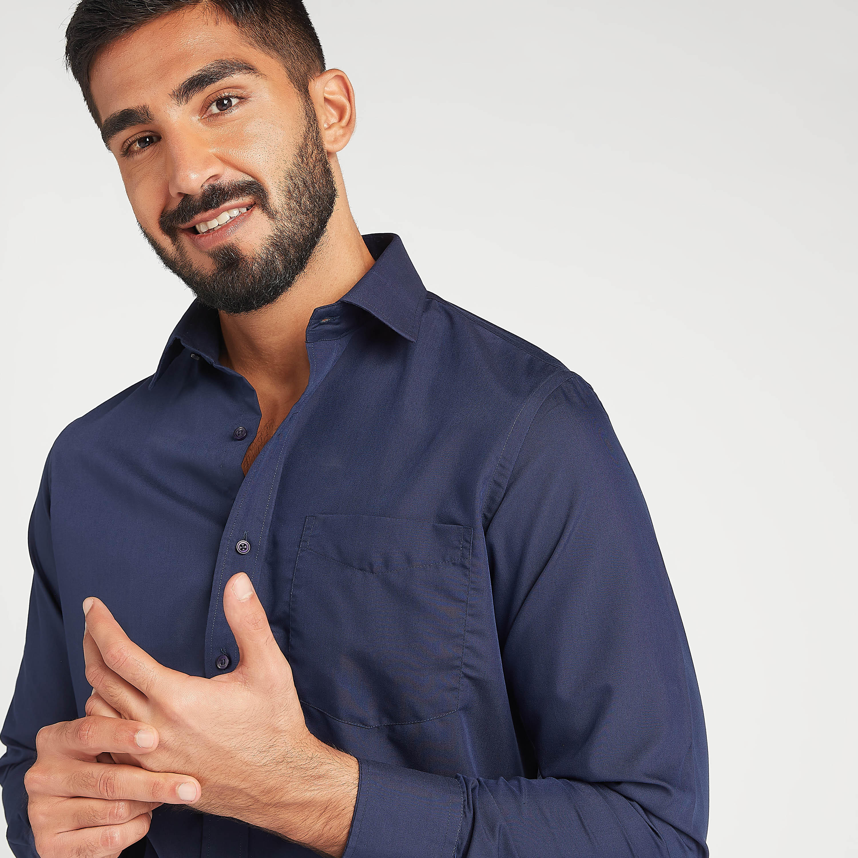 Easy Iron Solid Formal Shirt with Spread Collar and Long Sleeves-men-clothing-shirts-image-21