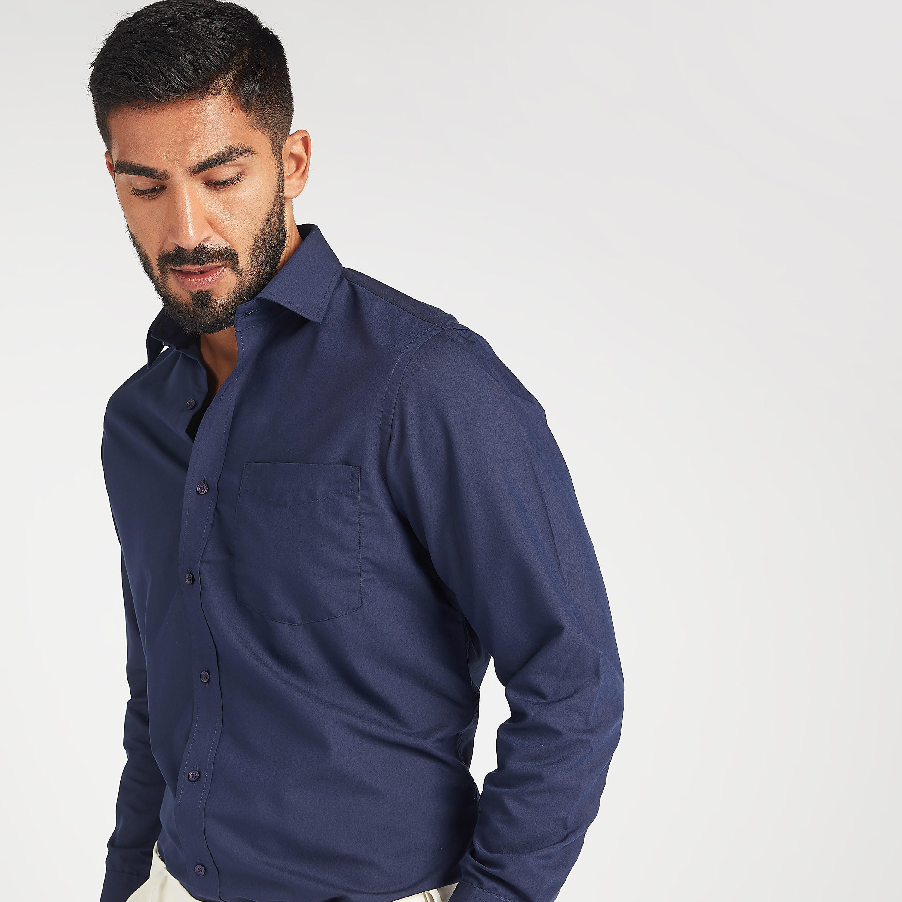 Easy Iron Solid Formal Shirt with Spread Collar and Long Sleeves-men-clothing-shirts-image-23